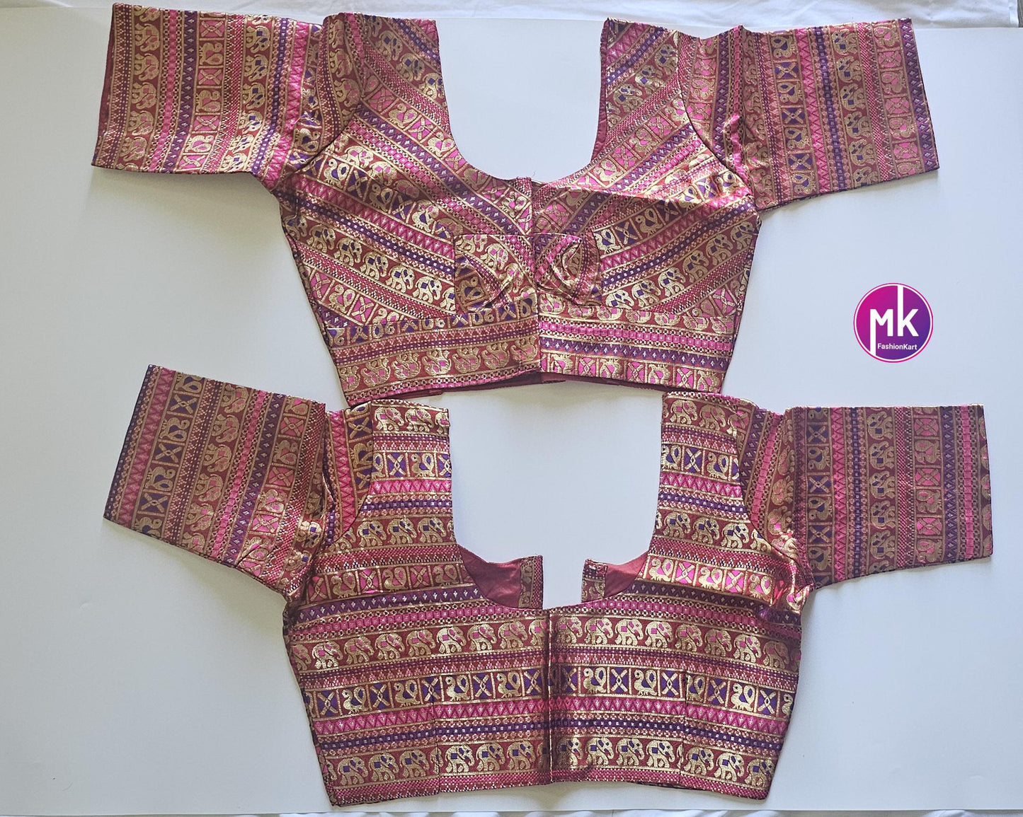 Readymade Saree Blouse/Lehenga Blouse - Vibrant colors Traditional design Silk blouse w lining - Size 36", 38", 40" and 42" - MK Fashionkart
