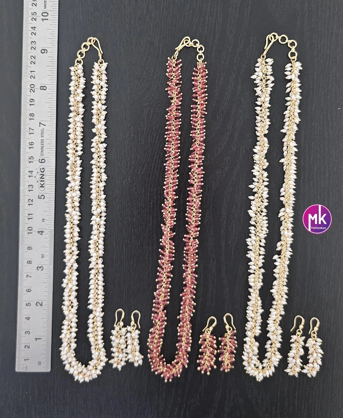 Fashion pearl Cluster chain with matching Cute Earrings - MK Fashionkart - Fashion Jewelry