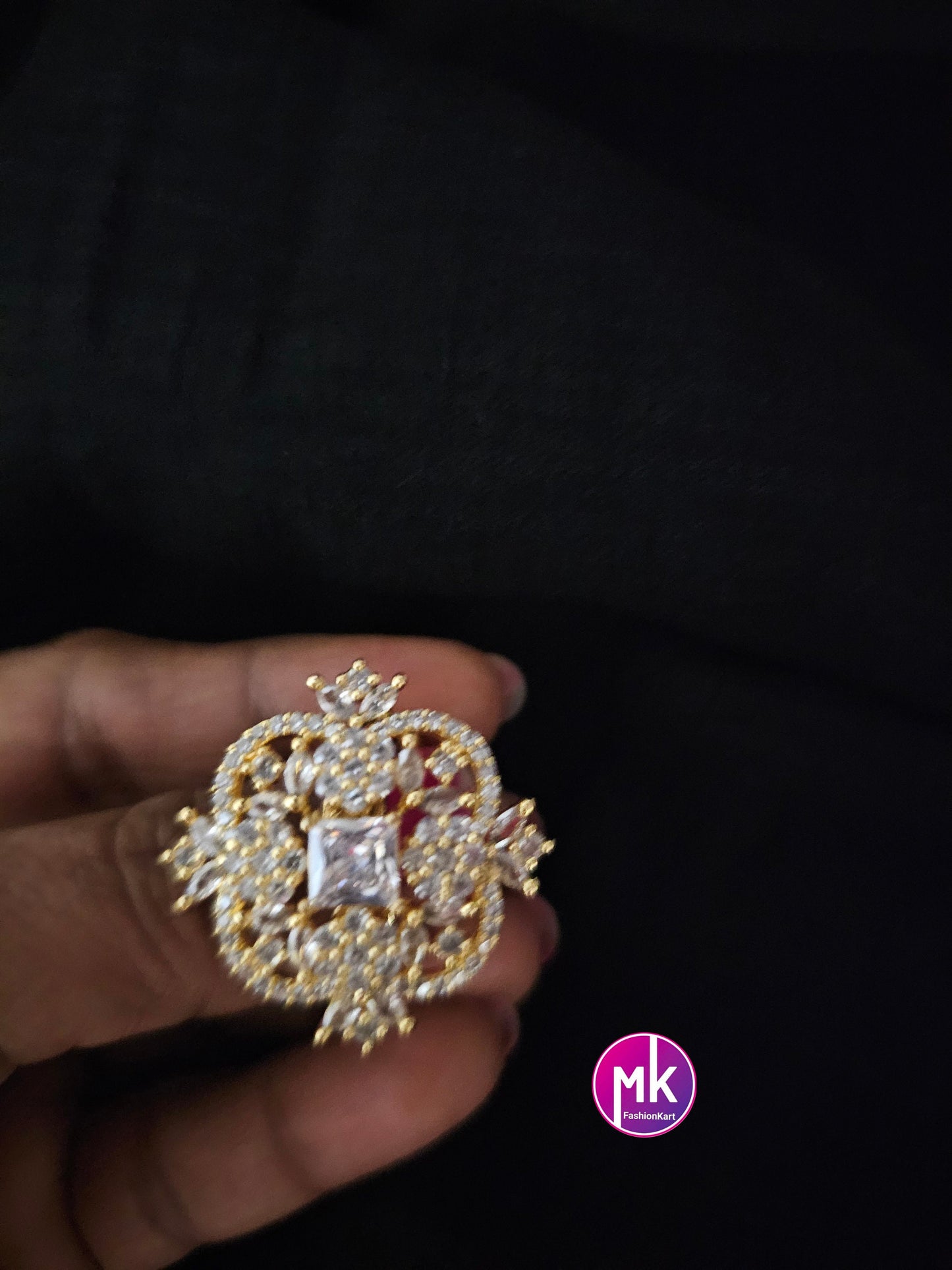 Gold premium quality AD stones Finger Ring (Adjustable)/Bollywood Ring - MK Fashionkart