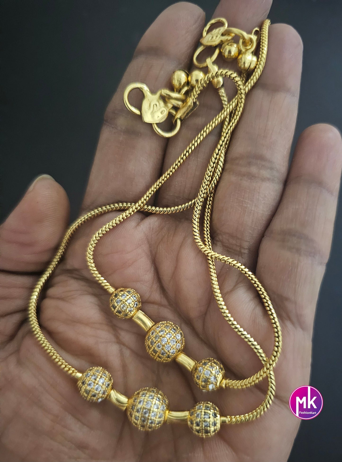 Gold finish Premium Quality AD stone Anklet/Leg chain/kolusu- MK Fashionkart - Indian Fashion Jewelry