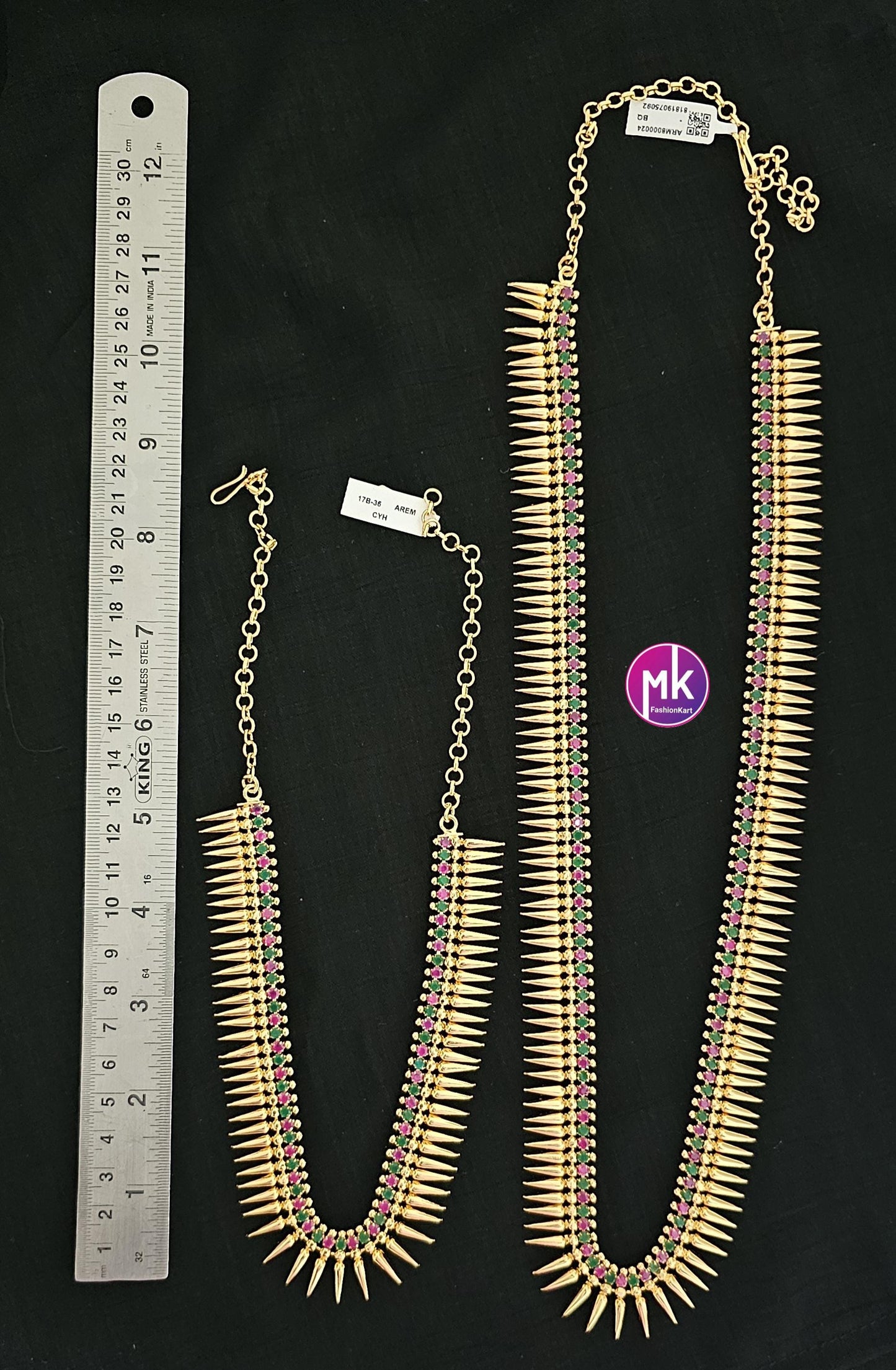 Kerala Mullamottu design premium quality Combo Multi-color AD Gold finish Combo set - Gold Jewelry Replica - Bridal Haram - MK Fashionkart