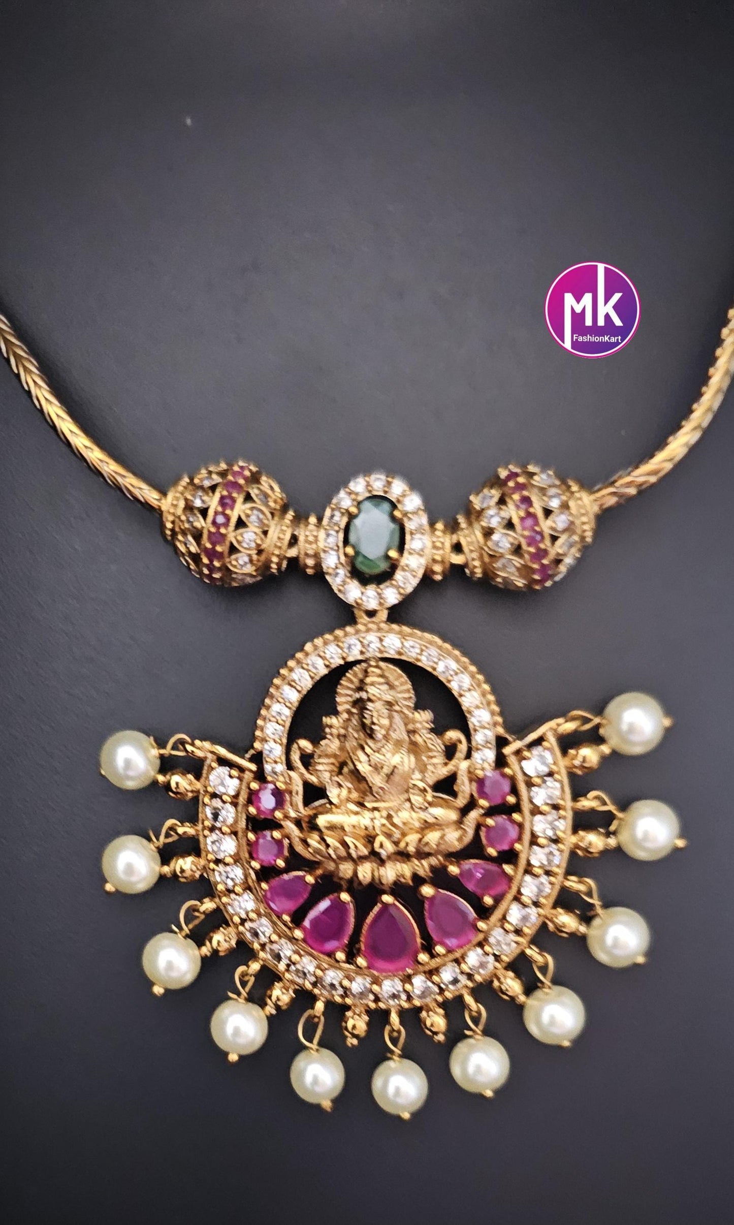 Lakshmi premium quality matte finish necklace with matching Jhumka - Adult cum Teen Necklace - Fashion Jewelry - MK Fashionkart