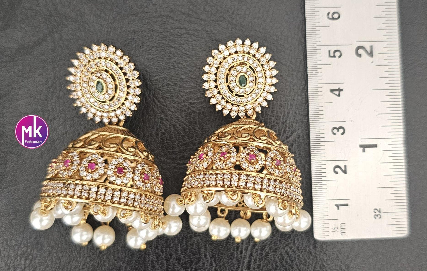 Premium Quality premium polish Big Jhumka with hangings pearls - MK Fashionkart - Fashion Jewelry