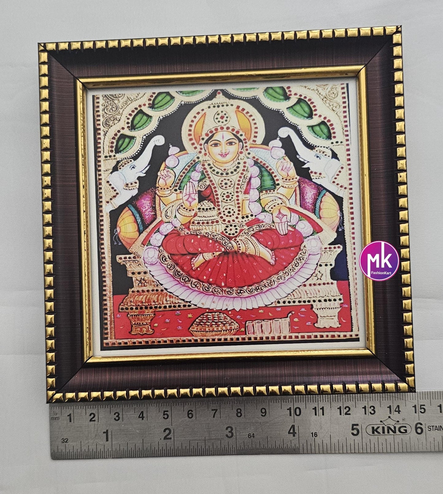 Goddess Gaja Lakshmi Tanjore style painting photo with Frame House warming Gift, Pooja return gift, Wedding Return gift - MK Fashionkart