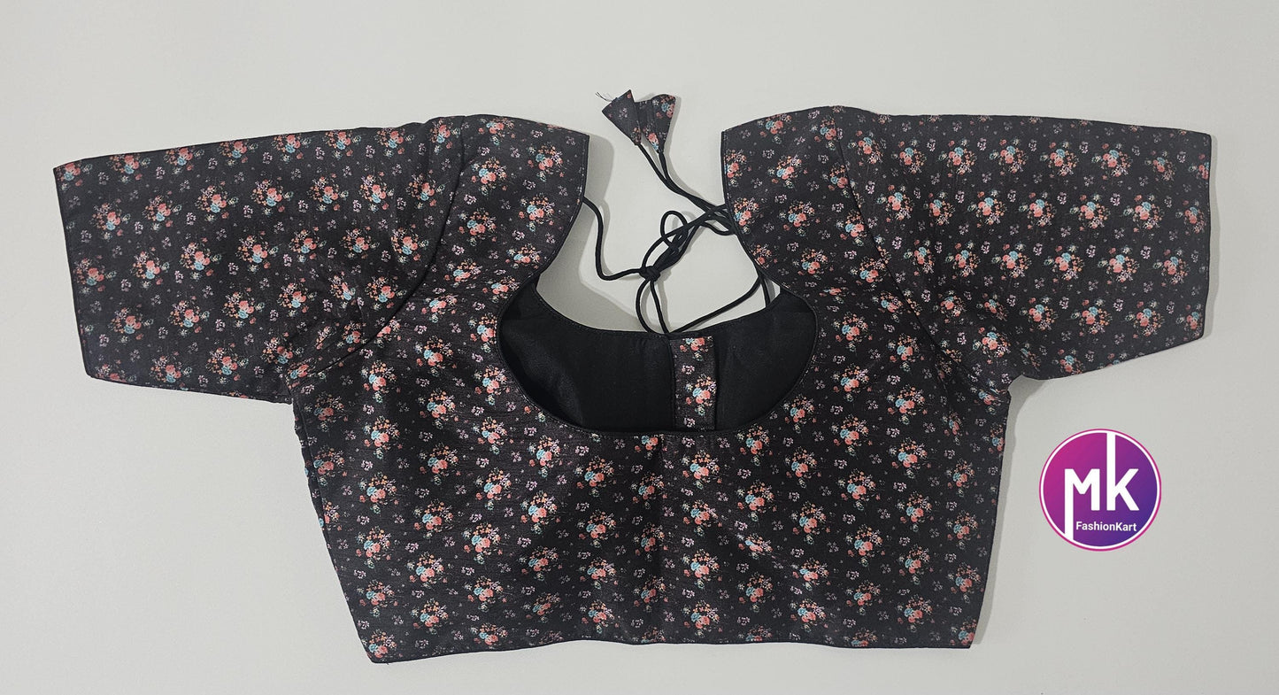 Readymade Saree Blouse - Silk base Floral design Blouses with princess cut for Saree/Lehenga - Blouse size 36 - MK Fashionkart