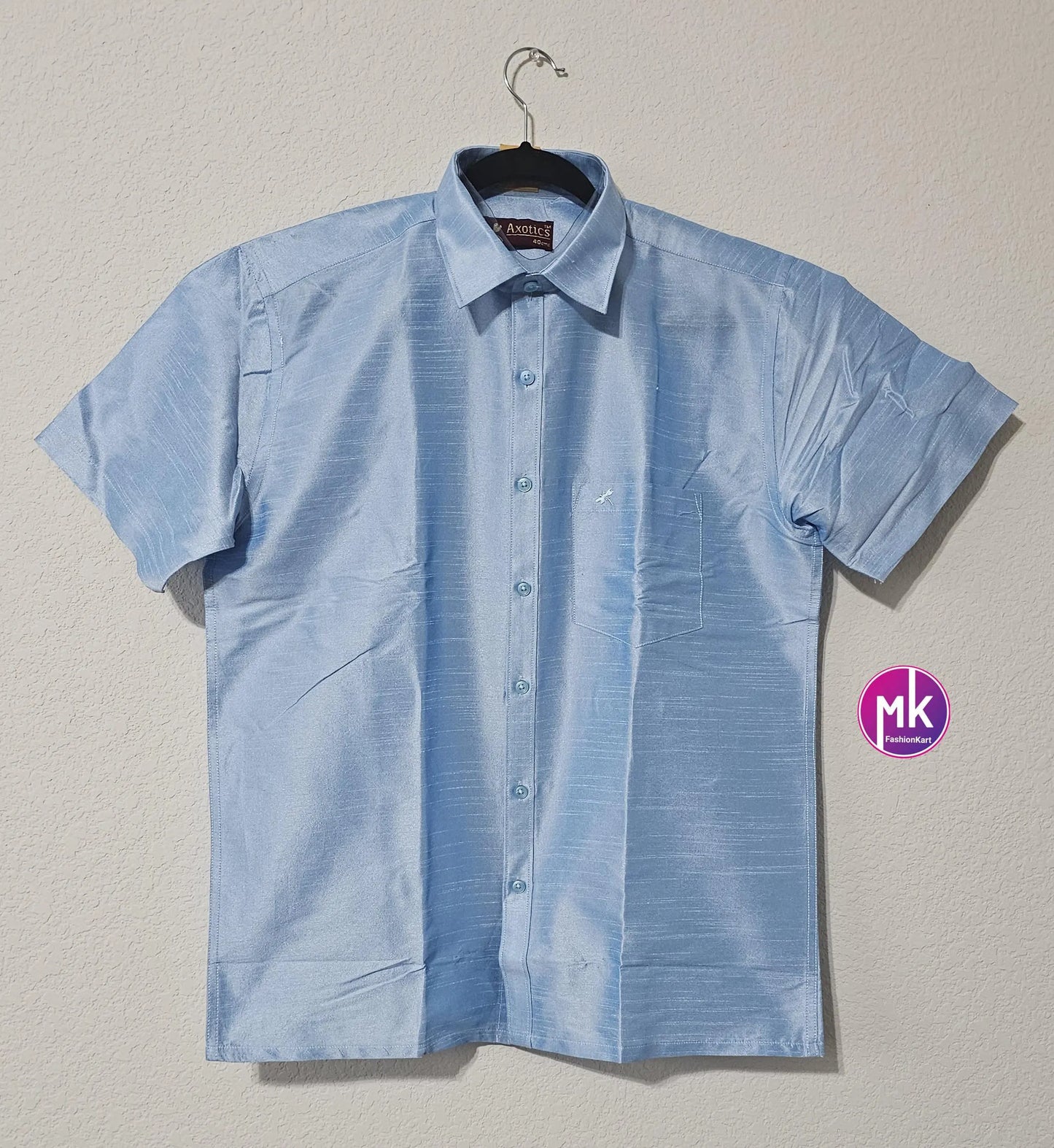 Men's Silk Cotton Shirt - Half Hand - Vibrant color Silk Shirts - Size 40 - L Size - Partywear Shirt - MK Fashionkart - Indian Dresses