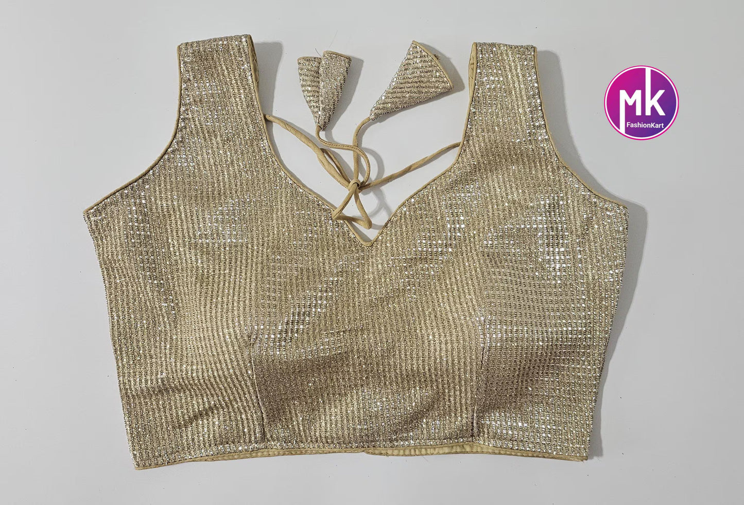 Readymade Sleeveless (Sleeve cloth inside) Saree Blouse/Lehenga Blouse - Shiny Silk fabric Blouses - Size 36" - MK Fashionkart
