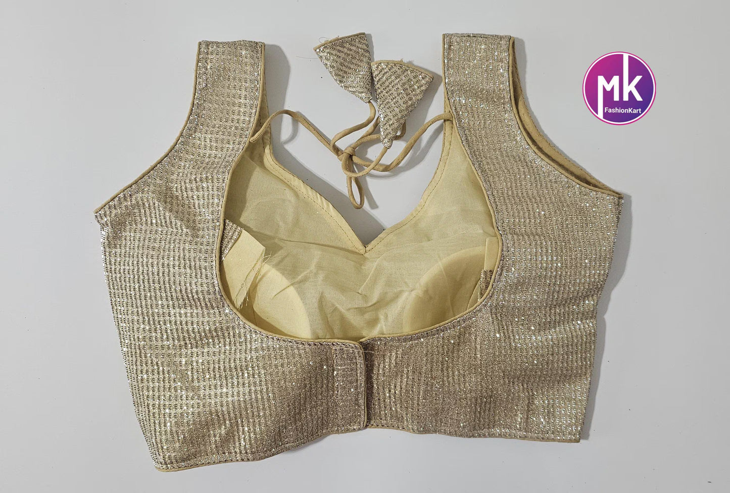 Readymade Sleeveless (Sleeve cloth inside) Saree Blouse/Lehenga Blouse - Shiny Silk fabric Blouses - Size 36" - MK Fashionkart