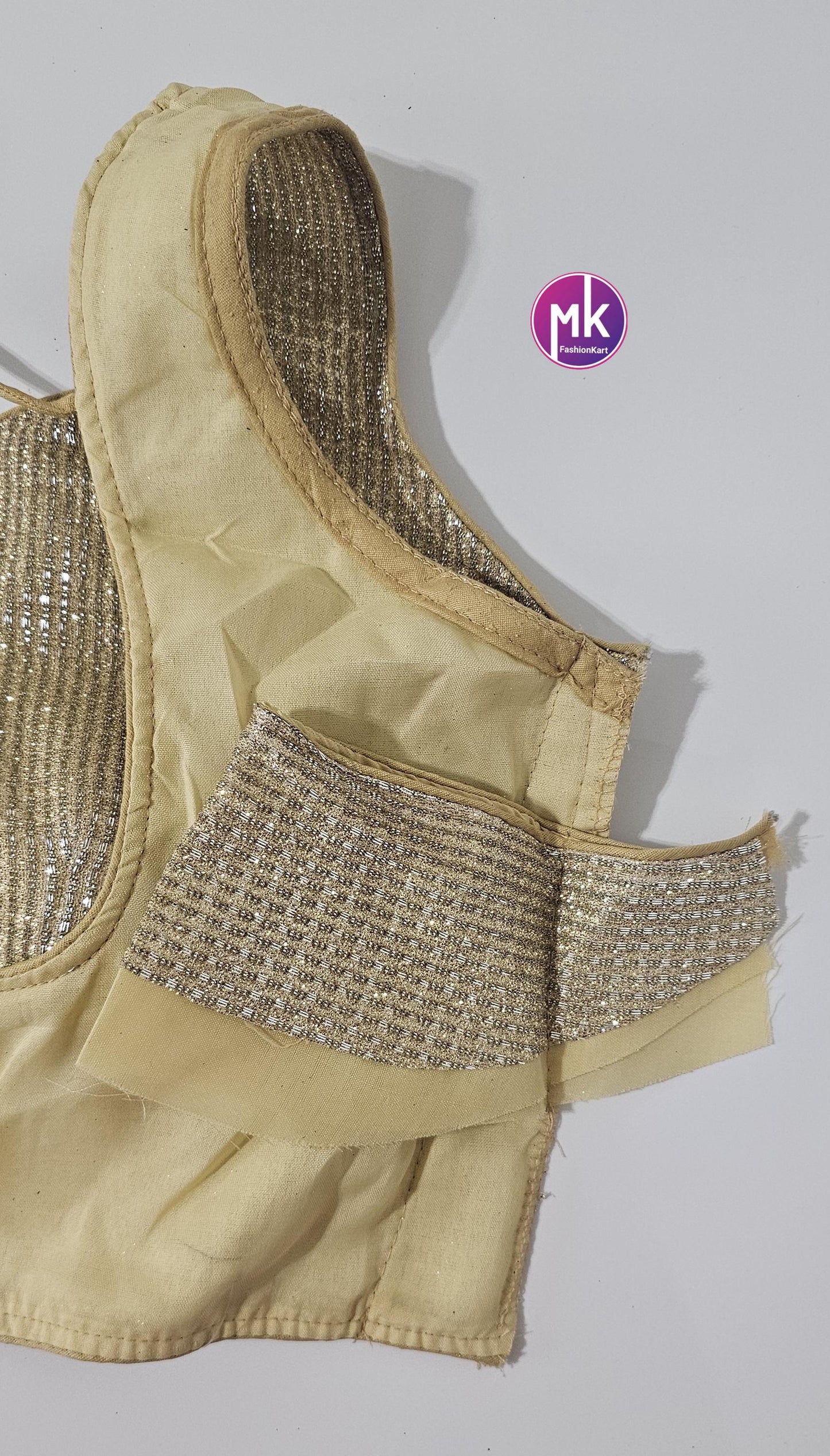 Readymade Sleeveless (Sleeve cloth inside) Saree Blouse/Lehenga Blouse - Shiny Silk fabric Blouses - Size 36" - MK Fashionkart