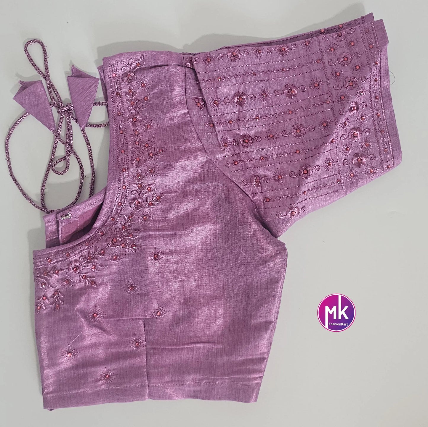 Pink Color Readymade Saree Blouse (BATCH 2) - Silk with Embroidery blouse - Size 38 (self alter Upto 2") - MK Fashionkart