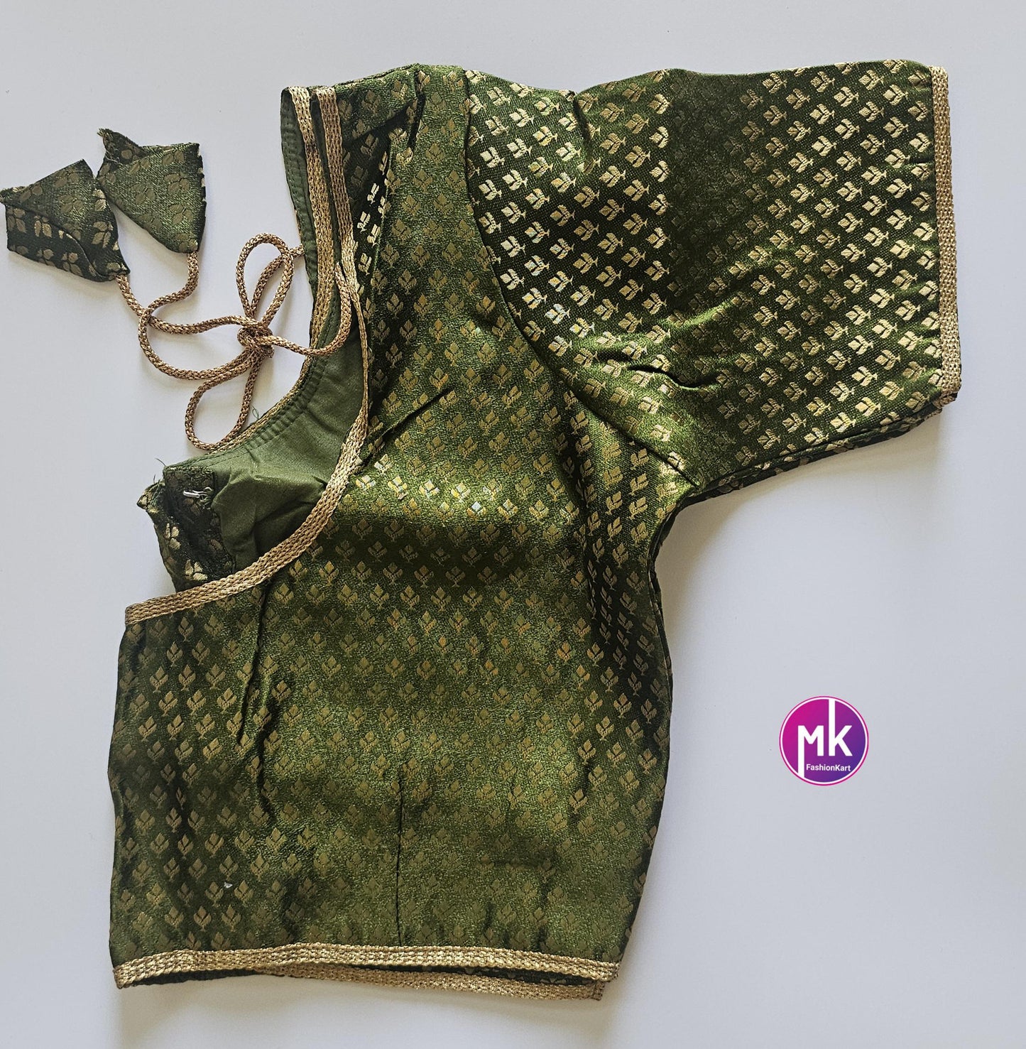 Readymade Saree Blouse/Lehenga Blouse (BATCH 1) - Vibrant colors brocade with Jari border blouse with lining - Size 38" -MK Fashionkart