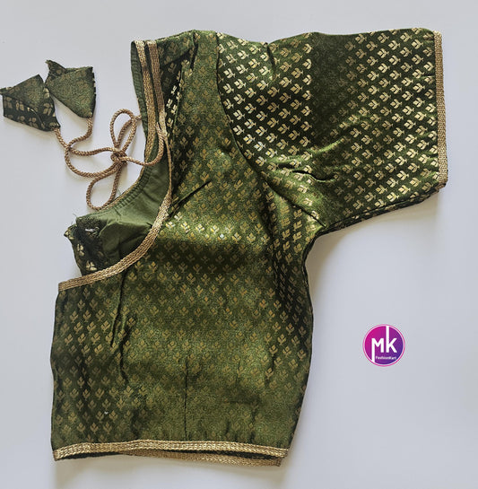 Readymade Saree Blouse/Lehenga Blouse (BATCH 1) - Vibrant colors brocade with Jari border blouse with lining - Size 38" -MK Fashionkart