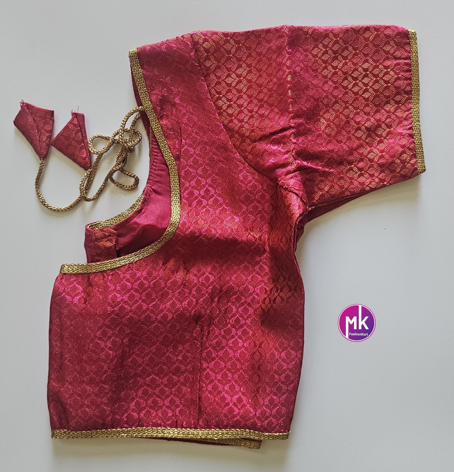 Readymade Saree Blouse/Lehenga Blouse (BATCH 1) - Vibrant colors brocade with Jari border blouse with lining - Size 38" -MK Fashionkart