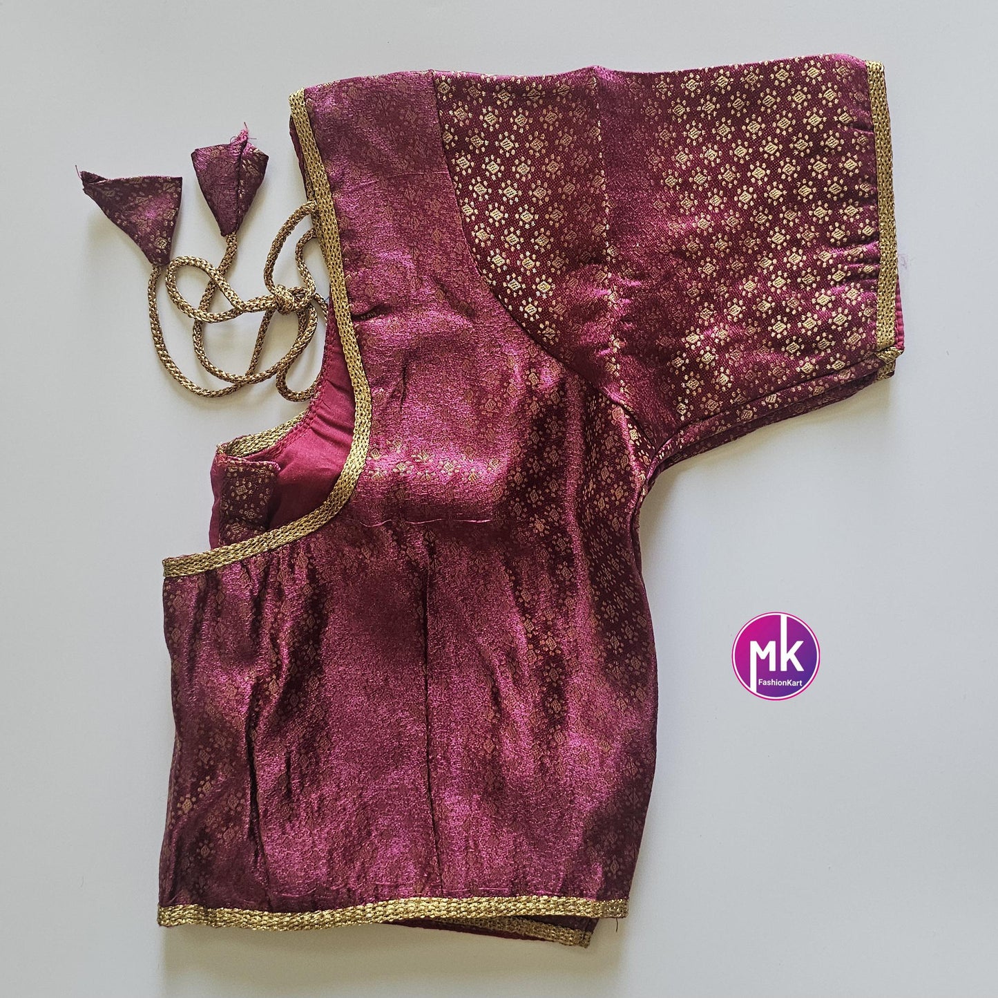 Readymade Saree Blouse/Lehenga Blouse (BATCH 1) - Vibrant colors brocade with Jari border blouse with lining - Size 38" -MK Fashionkart