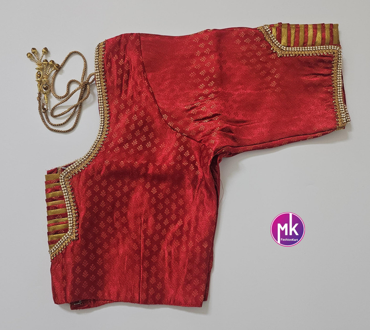 Readymade Saree Blouse - Diamond star Silk base Pattern work Blouses with Jari stone work - Saree/Lehenga blouse - Size 42" - MK Fashionkart