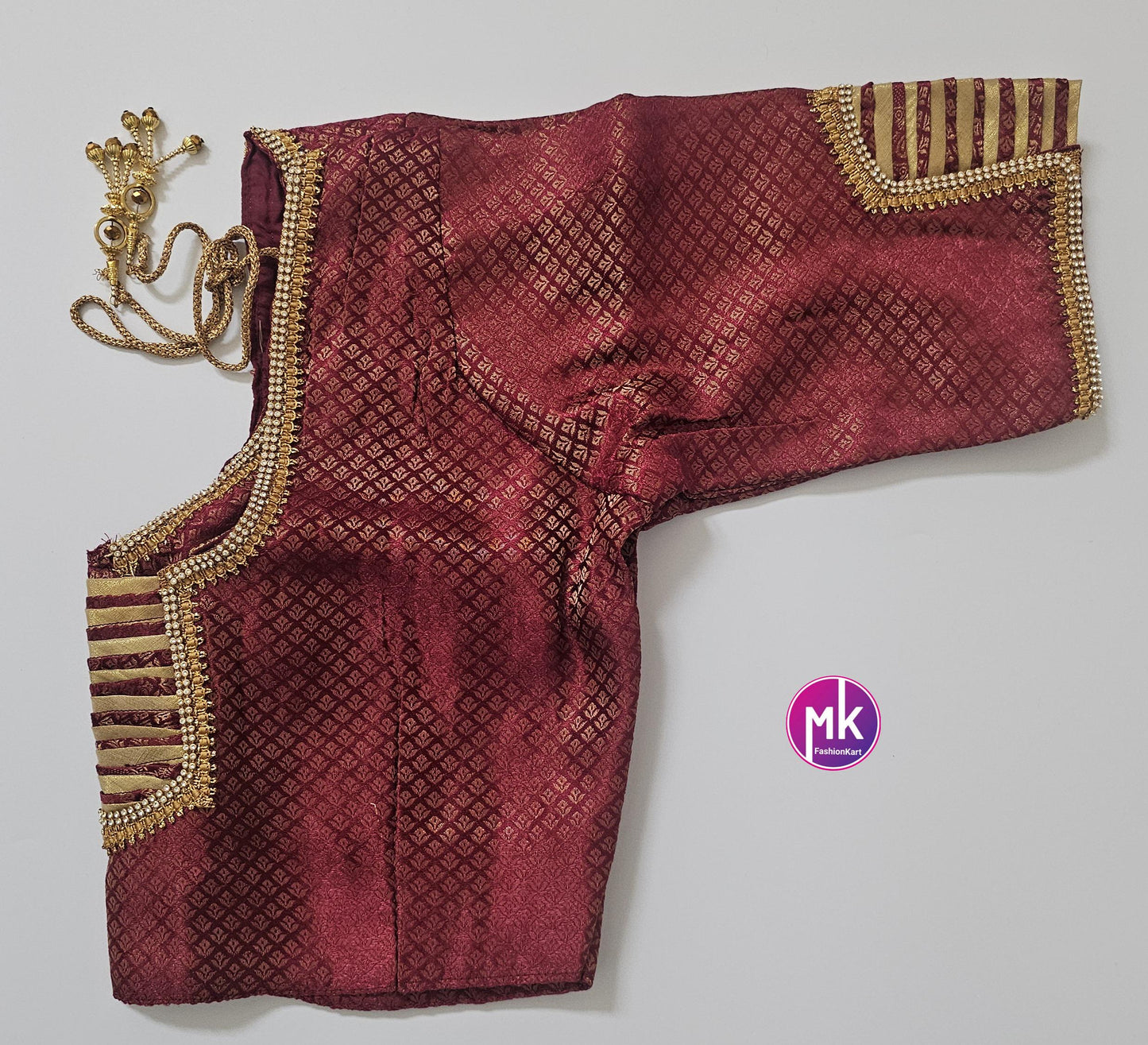 Readymade Saree Blouse - Diamond star Silk base Pattern work Blouses with Jari stone work - Saree/Lehenga blouse - Size 42" - MK Fashionkart