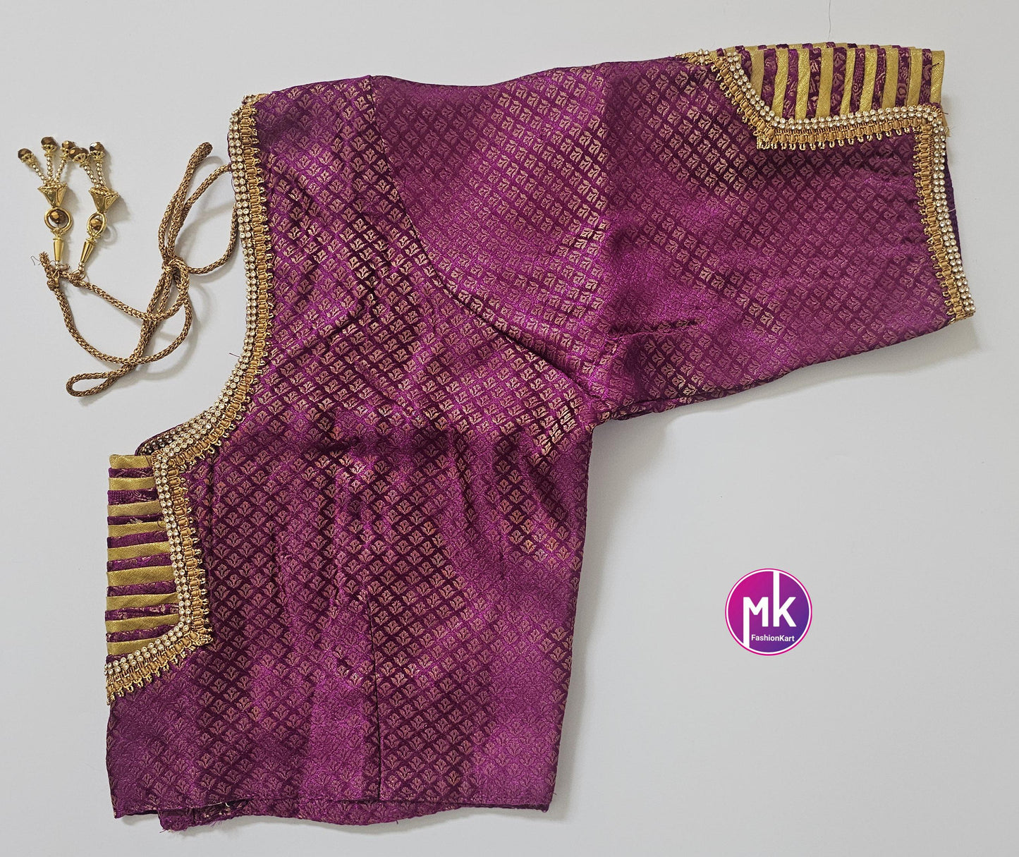 Readymade Saree Blouse - Diamond star Silk base Pattern work Blouses with Jari stone work - Saree/Lehenga blouse - Size 42" - MK Fashionkart