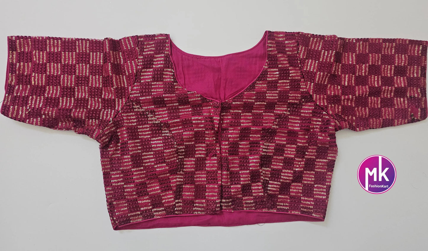 Readymade Saree Blouse - Celebrity style Netted Sequence, Embroidery work High Neck Blouse - Saree/Lehenga blouse - Size 36", 40"
