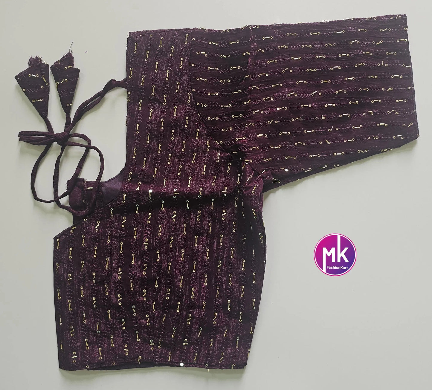 Readymade Saree Blouse - Celebrity style Crunchy pipe Sequence work Tissue silk Blouse - Saree/Lehenga blouse - Size 40" - MK Fashionkart