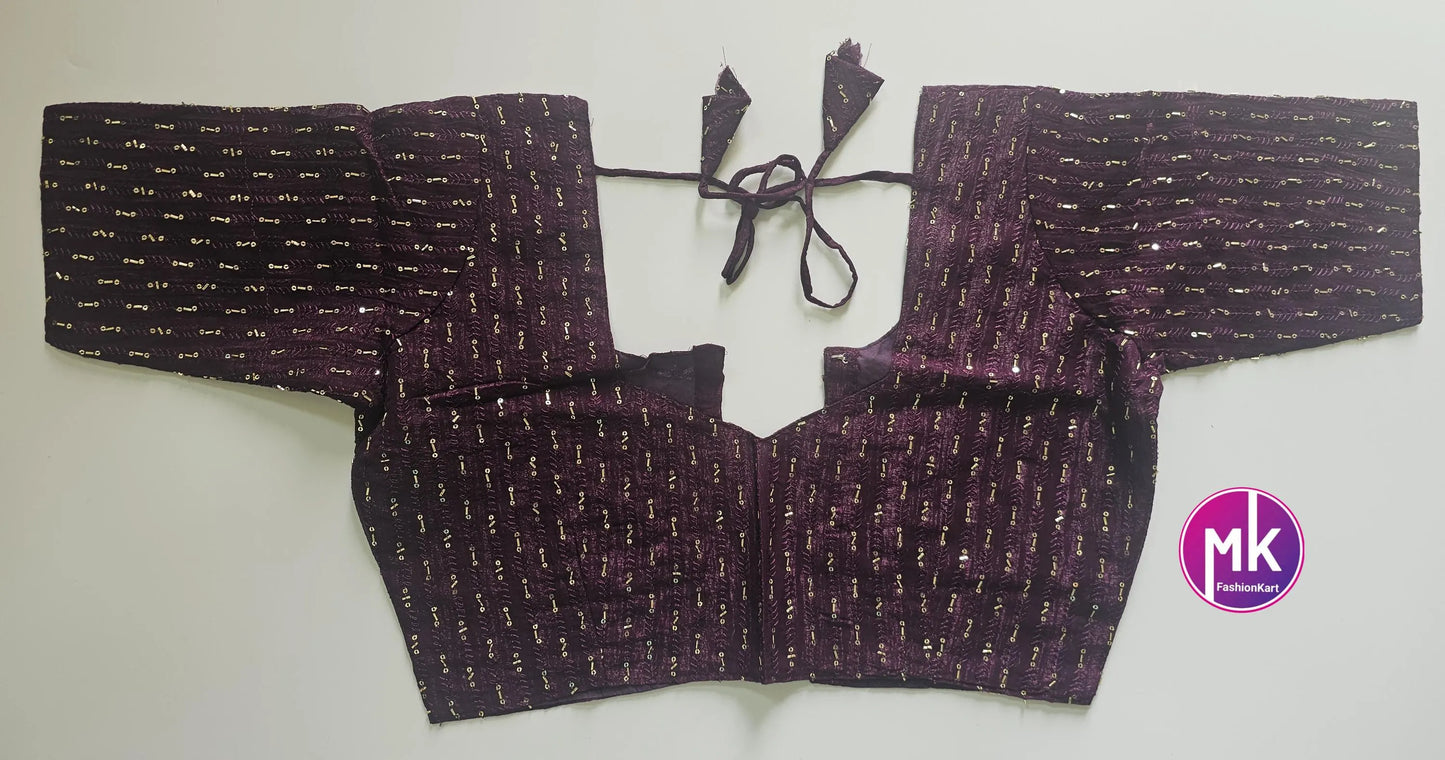 Readymade Saree Blouse - Celebrity style Crunchy pipe Sequence work Tissue silk Blouse - Saree/Lehenga blouse - Size 40" - MK Fashionkart