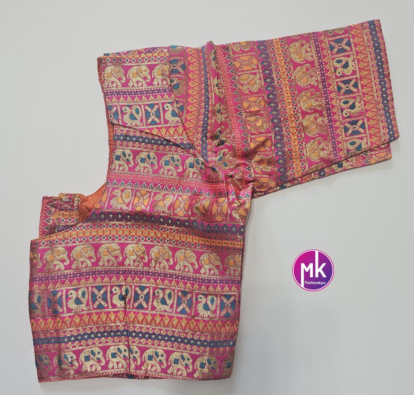 Readymade Saree Blouse/Lehenga Blouse - Vibrant colors Traditional design Silk blouse w lining - Size 36", 38", 40" and 42" - MK Fashionkart