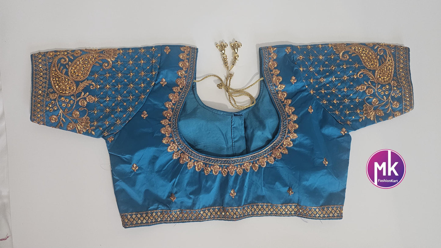 Readymade Saree Blouse - Soft Silk Embroidery Blouses for Saree/Lehenga - Size 38" and 40" - MK Fashionkart