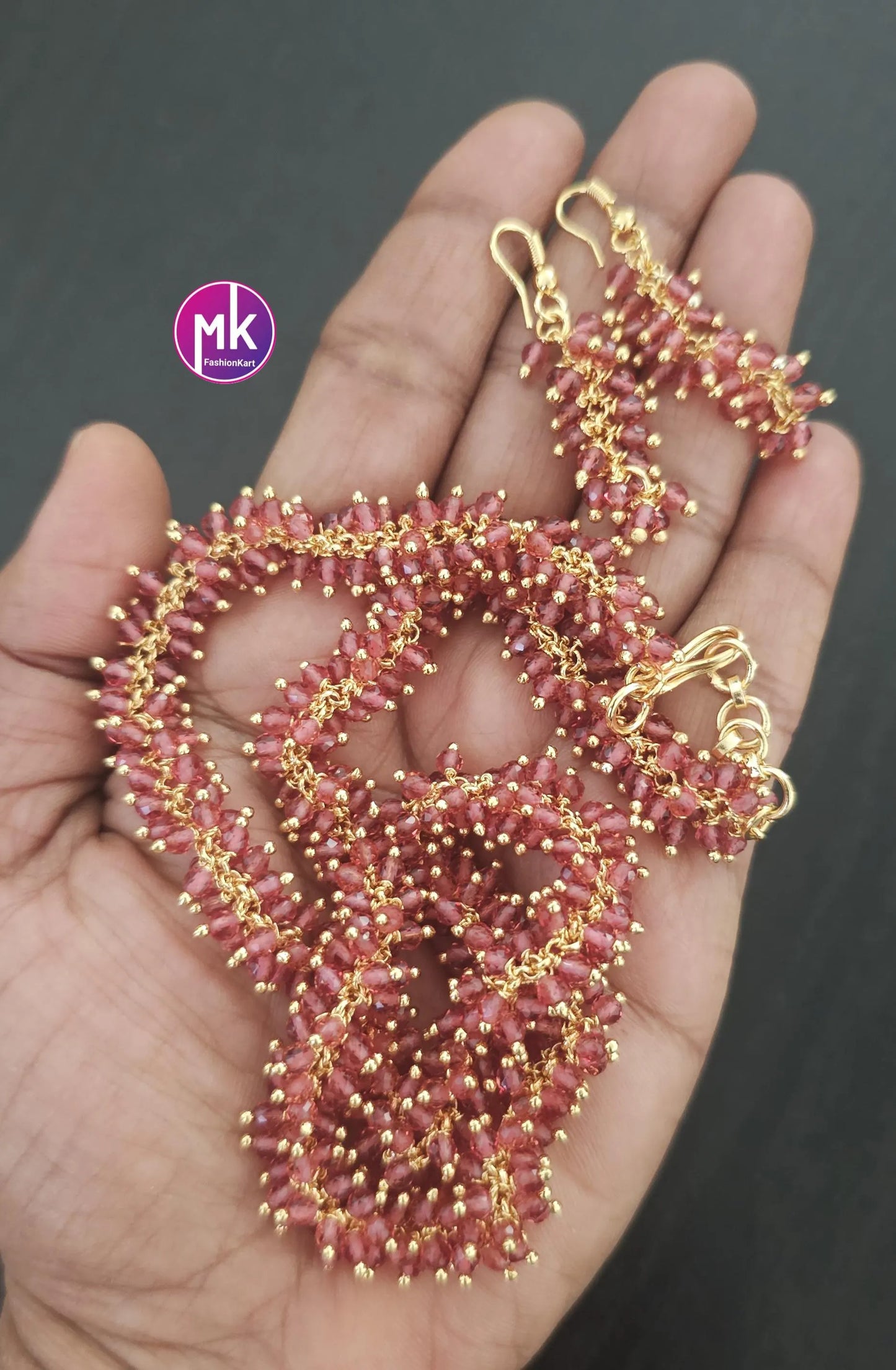 Fashion pearl Cluster chain with matching Cute Earrings - MK Fashionkart - Fashion Jewelry