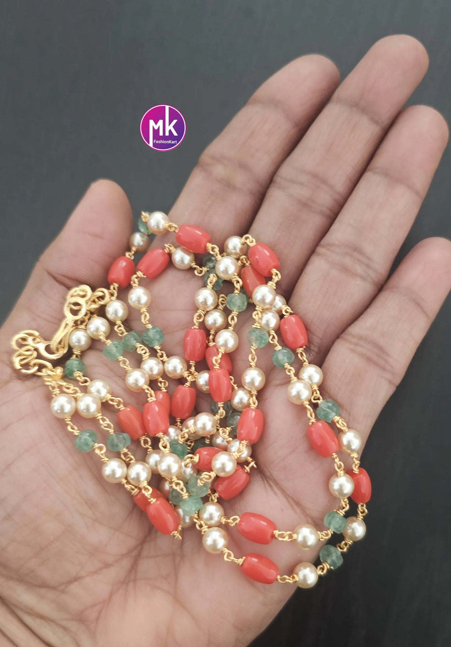 Fusion Hyderabad Pearl and semi precious bead mala - Fashion Jewelry - MK Fashionkart