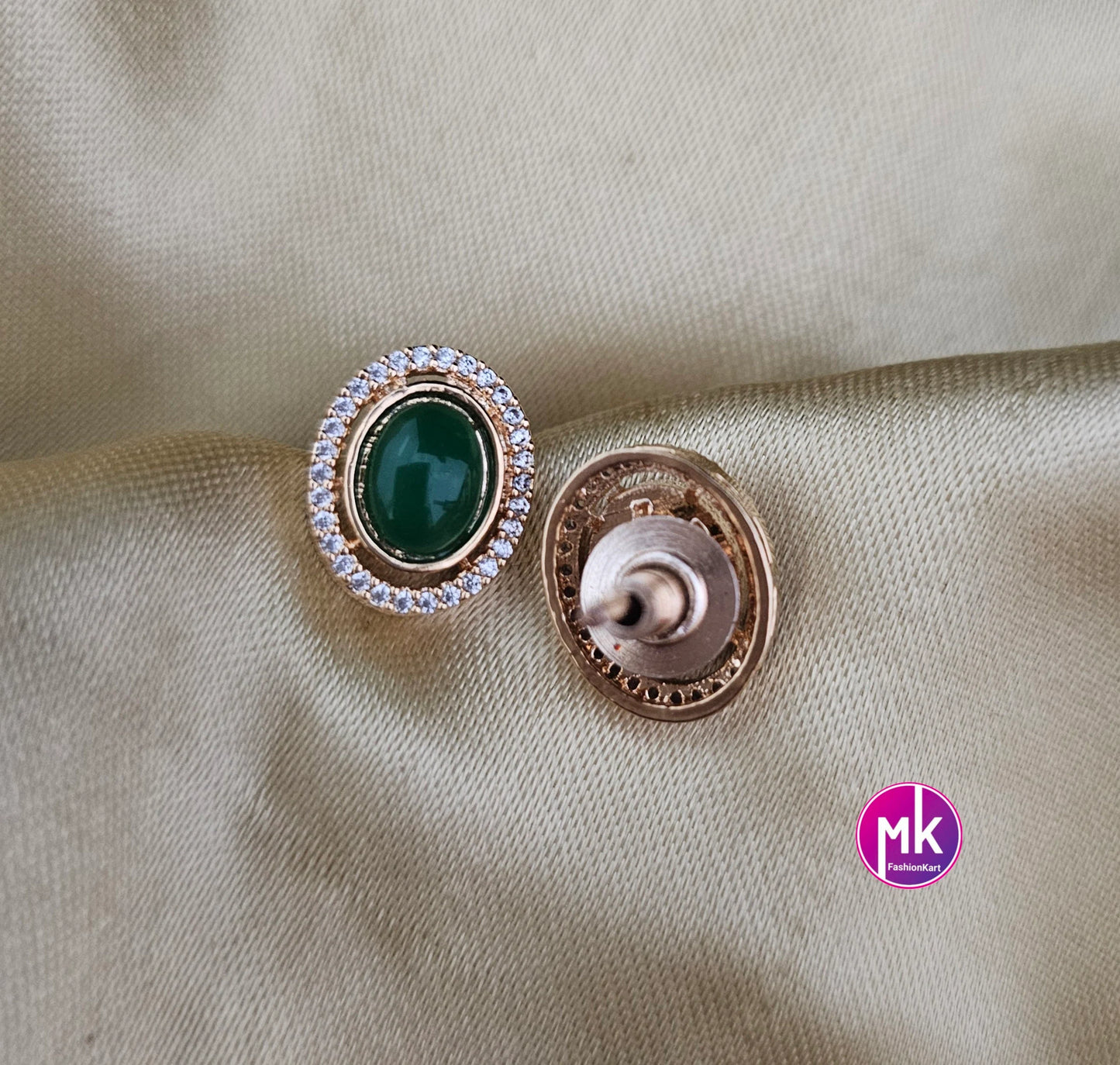Gold finish premium polish AD stone Stud Earrings - Partywear stud Earrings - MK Fashionkart - Fashion Jewelry