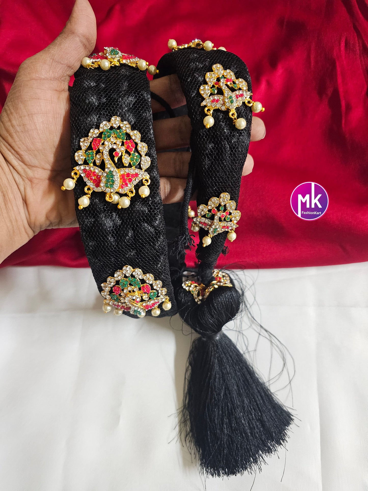 Handmade AD stones Jada Billa set for Baby shower/wedding/saree function/Hair Accessories/Bridal Hair Decoration -  MK Fashionkart