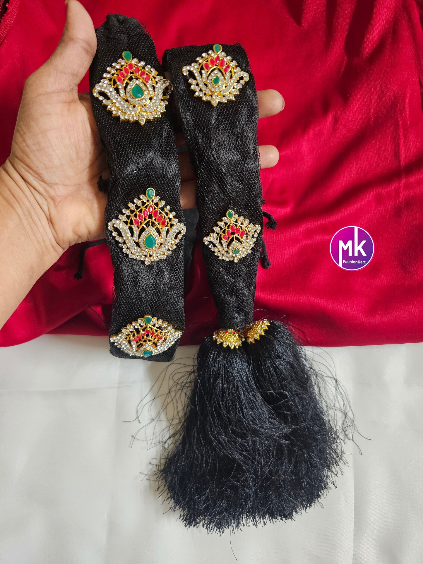 Handmade AD stones Jada Billa set for Baby shower/wedding/saree function/Hair Accessories/Bridal Hair Decoration -  MK Fashionkart