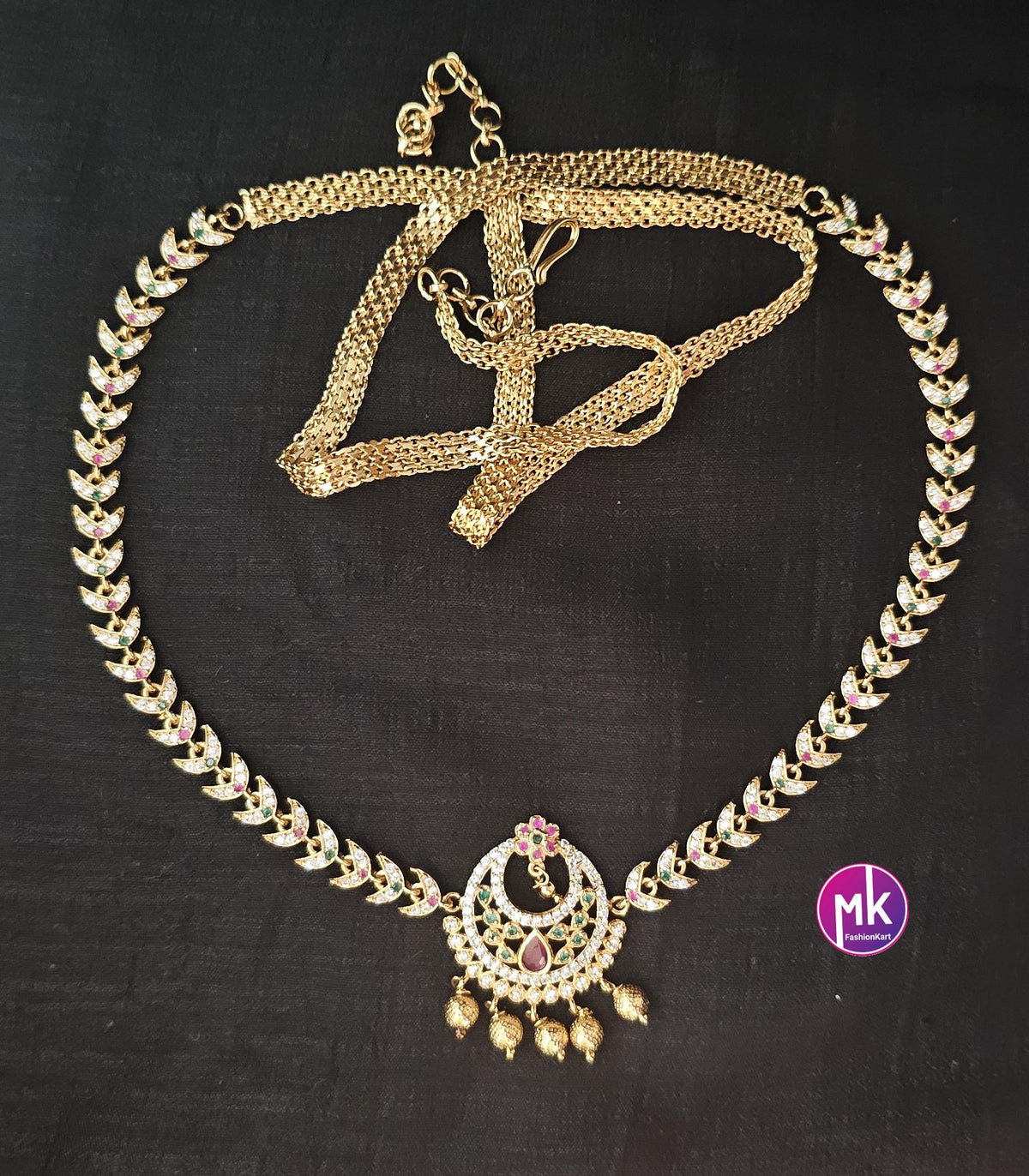 Premium Quality AD Stone Hip Belt with pearl hangings - MK Fashionkart -Fashion Jewelry - Indian Jewelry