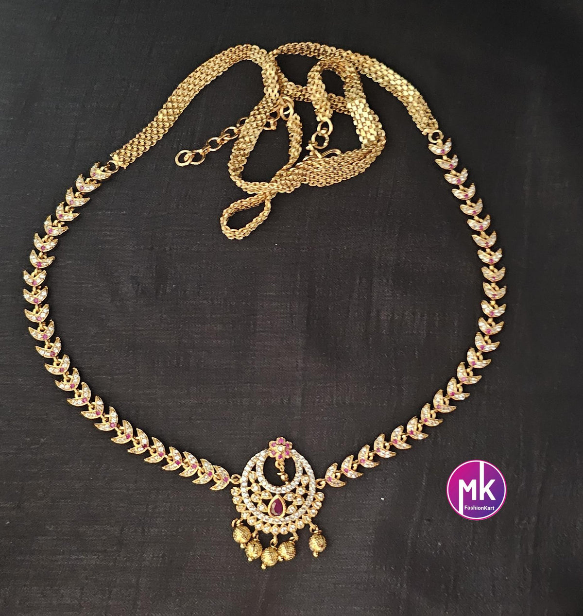 Premium Quality AD Stone Hip Belt with pearl hangings - MK Fashionkart -Fashion Jewelry - Indian Jewelry