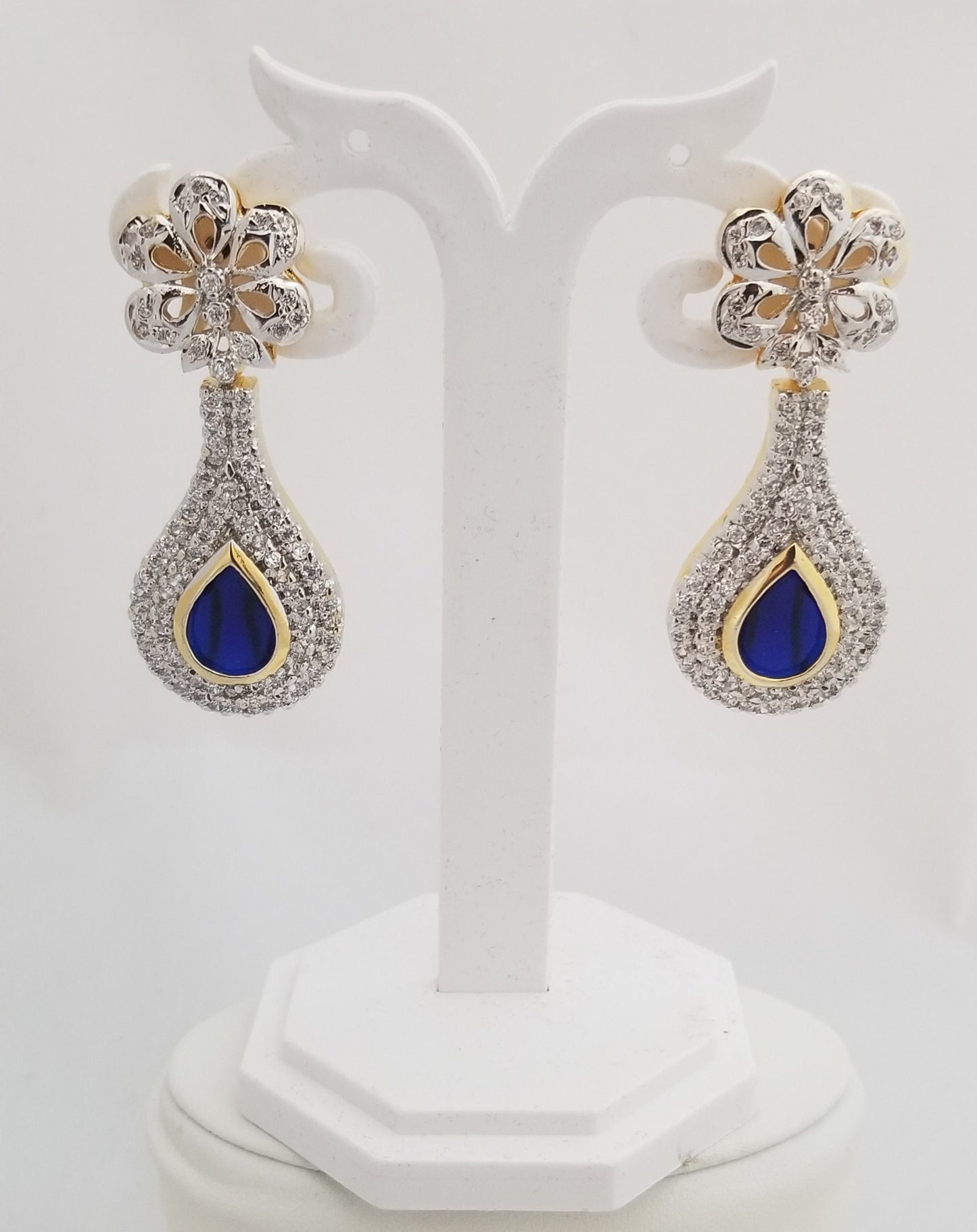 Partywear AD Stone with Blue AD Stone Earrings Jhumki Jhumka for Women and Girls - MK Fashionkart - Indian Fashion Jewelry