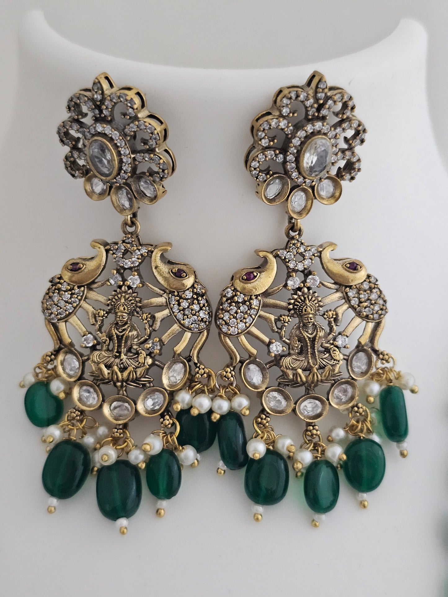 Lakshmi Premium high quality grand looking Victorian pendent with strawberry bead long mala w Beautiful Victorian Earrings - MK Fashionkart