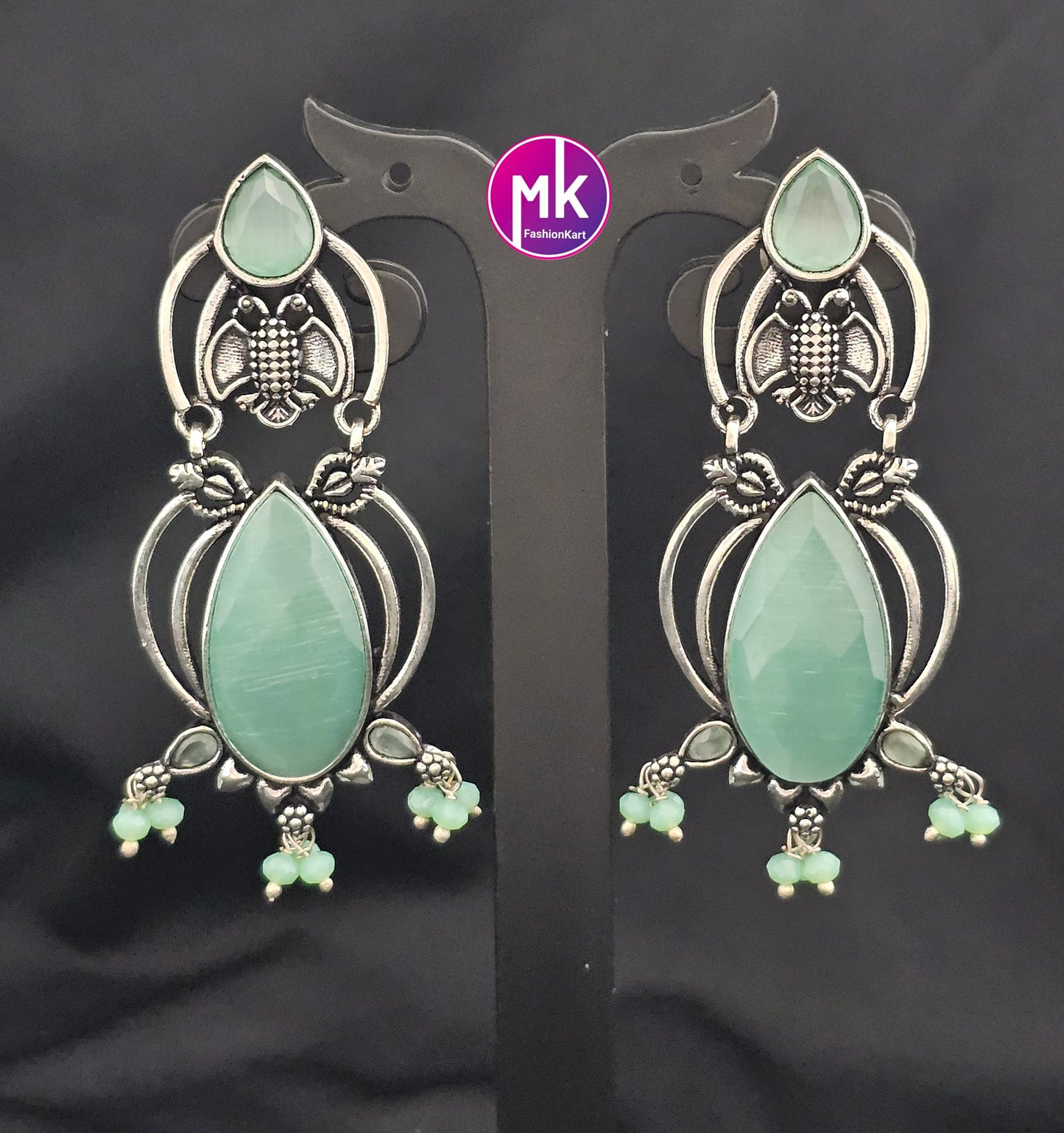 Silver Oxidized Big Earrings/Jhumki Jhumka for Women and Girls  - MK Fashionkart - Indian Fashion Jewelry