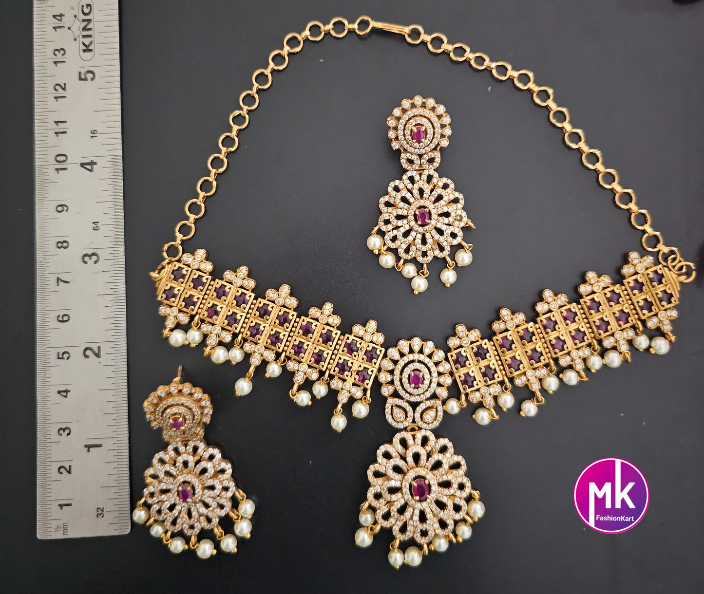 Premium Quality Matte gold Finish Choker with Beautiful matching Earrings - Fashion Jewelry - Mk Fashionkart