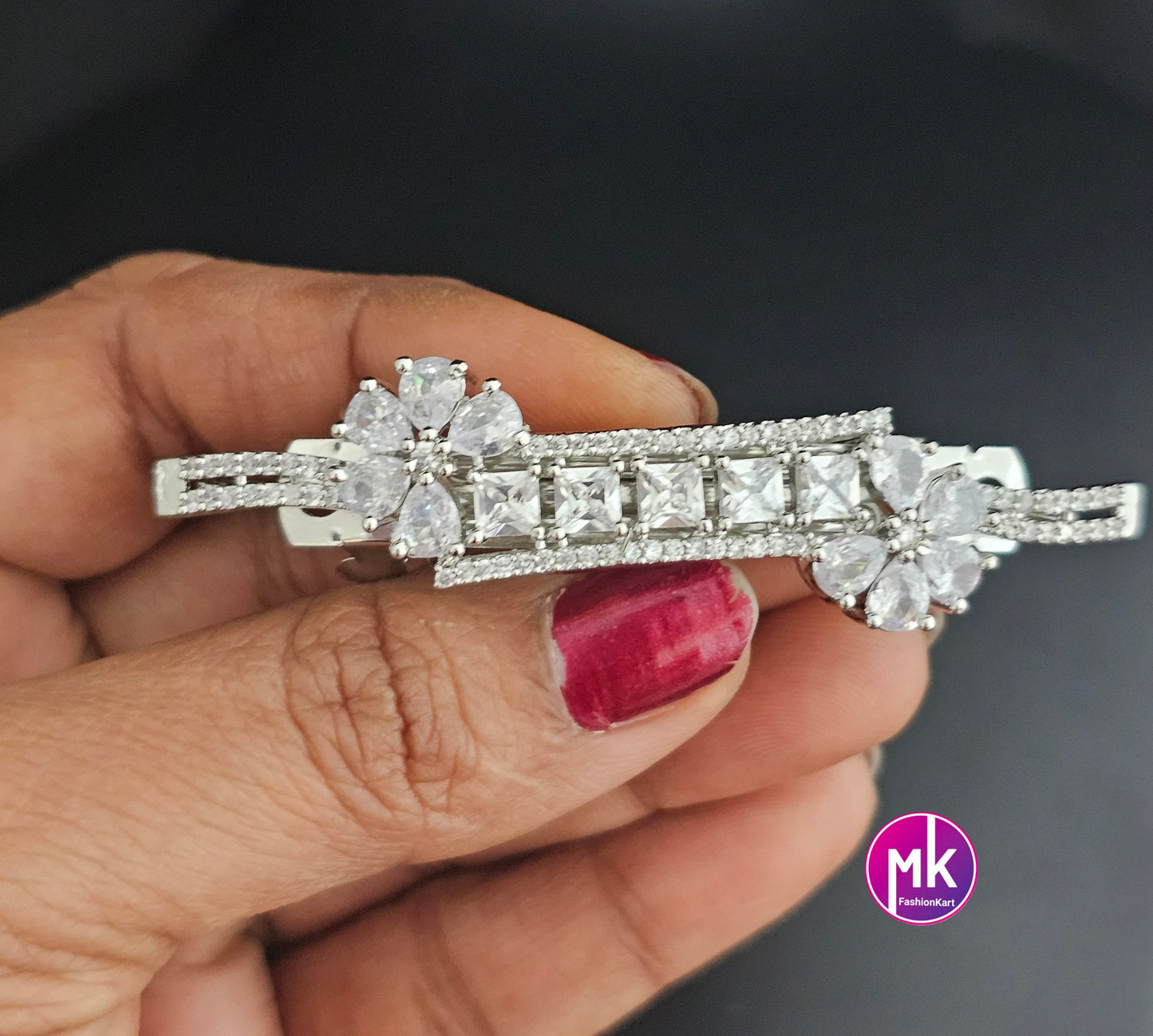 Flower design Premium Quality Silver finish AD stone Hair Clip/Hair Accessories -  MK Fashionkart - Indian Fashion Jewelry