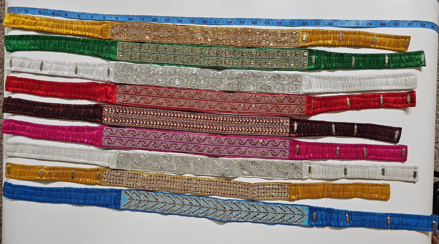 Designer Hip Belt with Elastic adjustable hooks - Saree Belt - Matching for Saree Lehenga - waist belt Saree Lehenga Fashion Jewelry