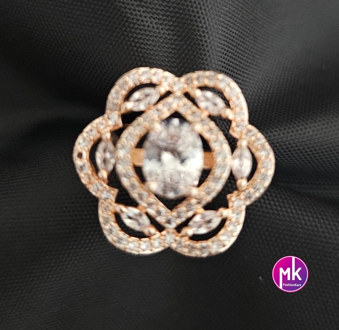 Rose gold premium quality AD stones Finger Ring (Adjustable)/Bollywood Ring -  MK Fashionkart