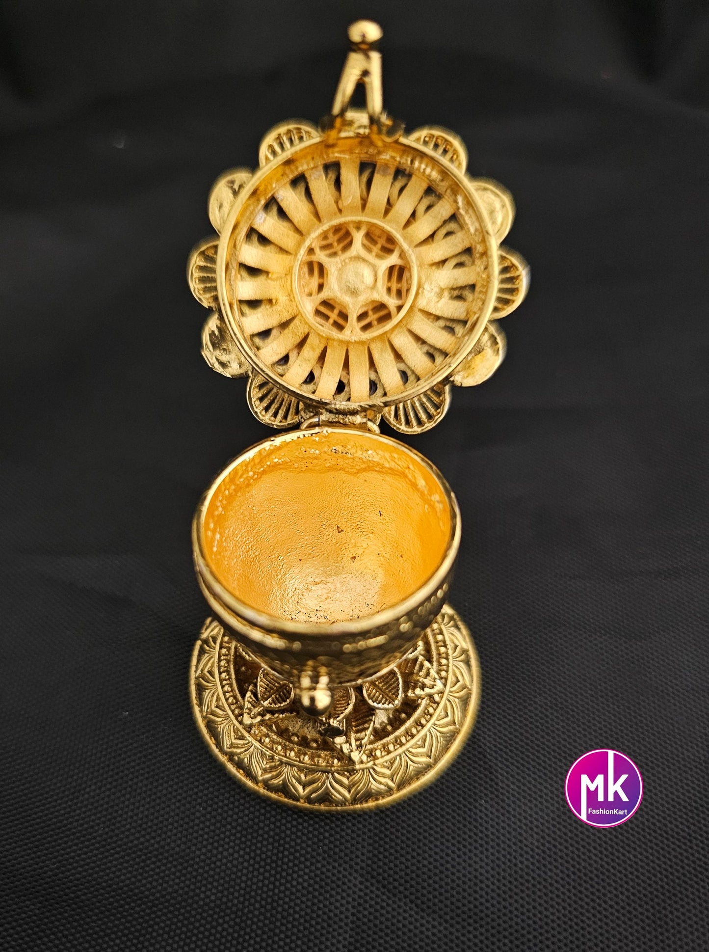 Gold plated Kumkum box/Sindoor box/Wedding Gift/Pooja Accessory/Indian Decor/Kumkum Bharani - MK Fashionkart
