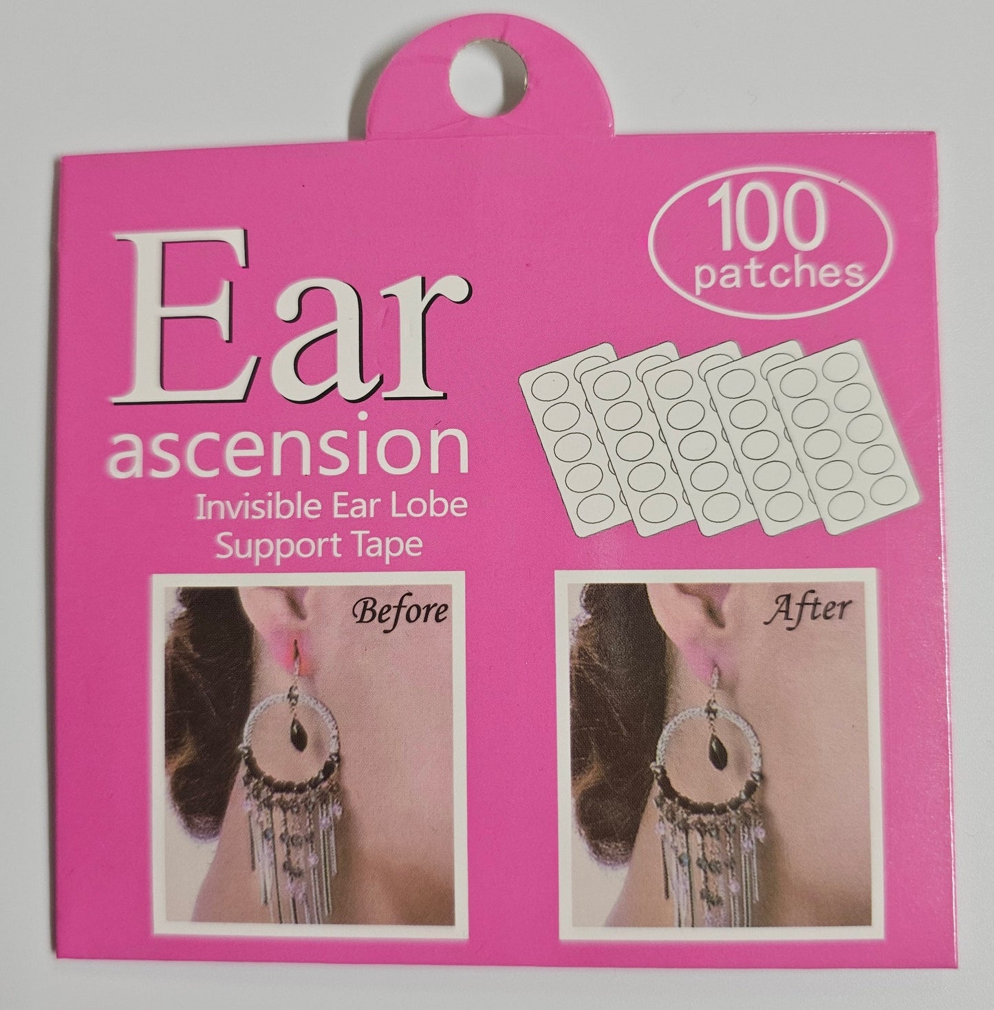 Invisible Ear Lobe Support Tape - Earring Backs for Droopy Ears - Ear Care Products for Torn or Stretched Ear Lobes (100 patches)