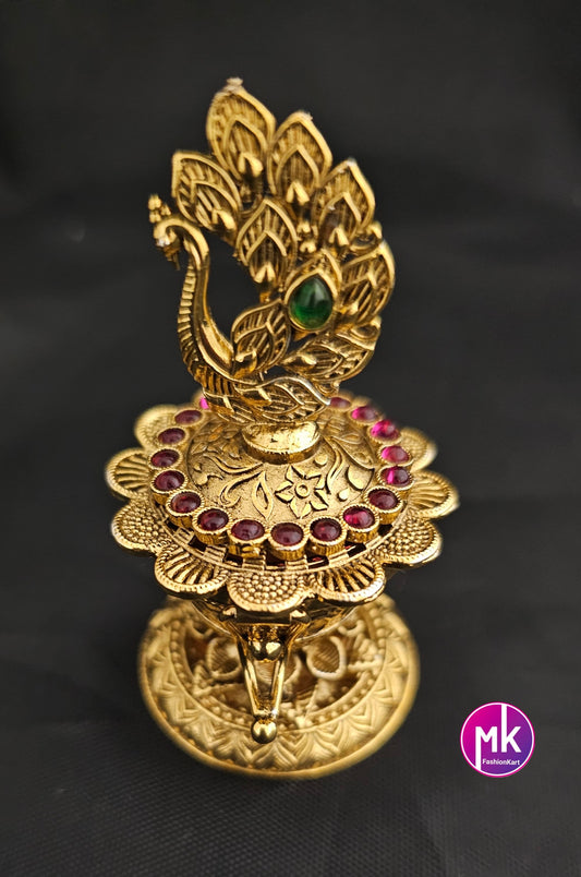 Gold plated Kumkum box/Sindoor box/Wedding Gift/Pooja Accessory/Indian Decor/Kumkum Bharani - MK Fashionkart