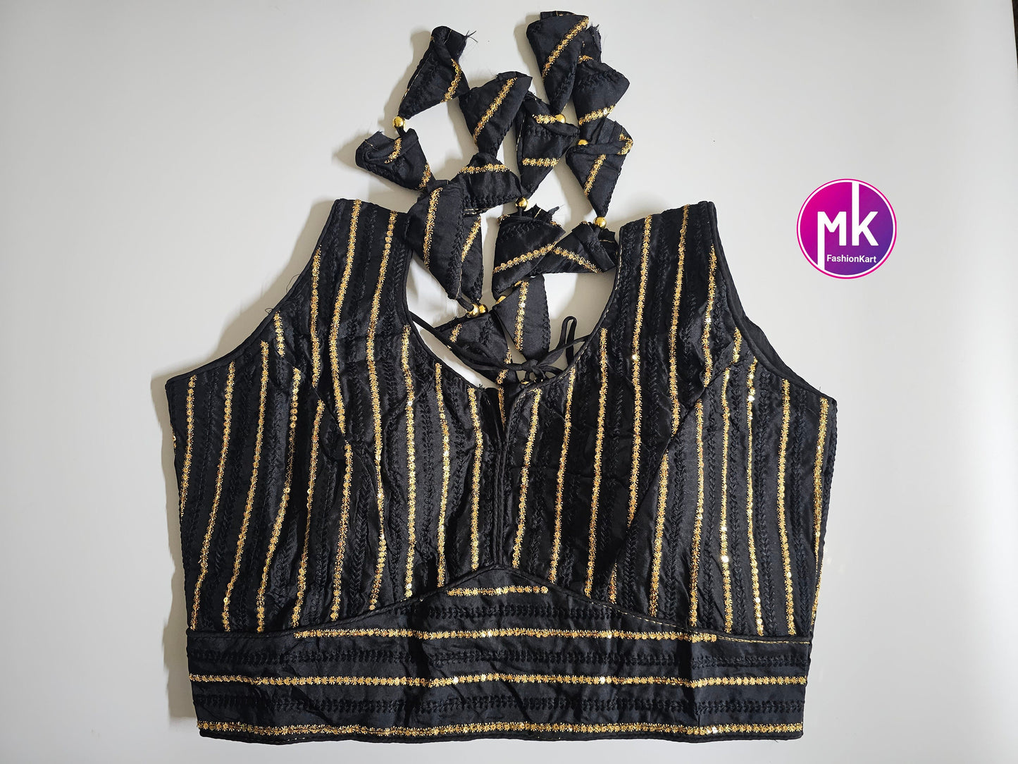 Readymade Sleeveless Saree Blouse - Silk fabric w sequence work with Vibrant colors Blouses - Princess cut - Size 38" (self alter Upto 40")