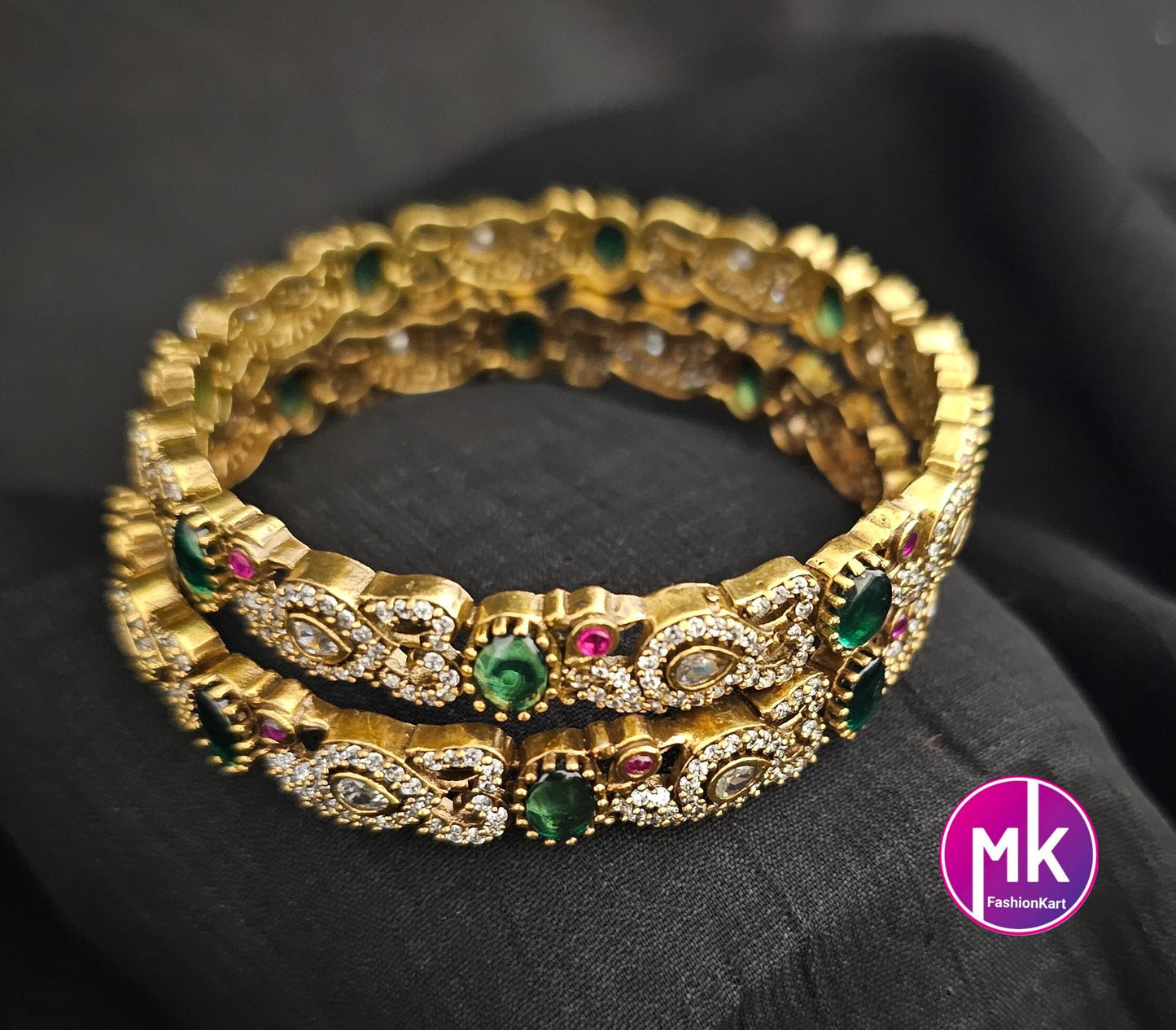 Victorian Bangle / Ethnic Bangles / Celebrity style / Peacock design Bangle - Set of 2 bangles - Size 2.6/2.8 - MK Fashionkart