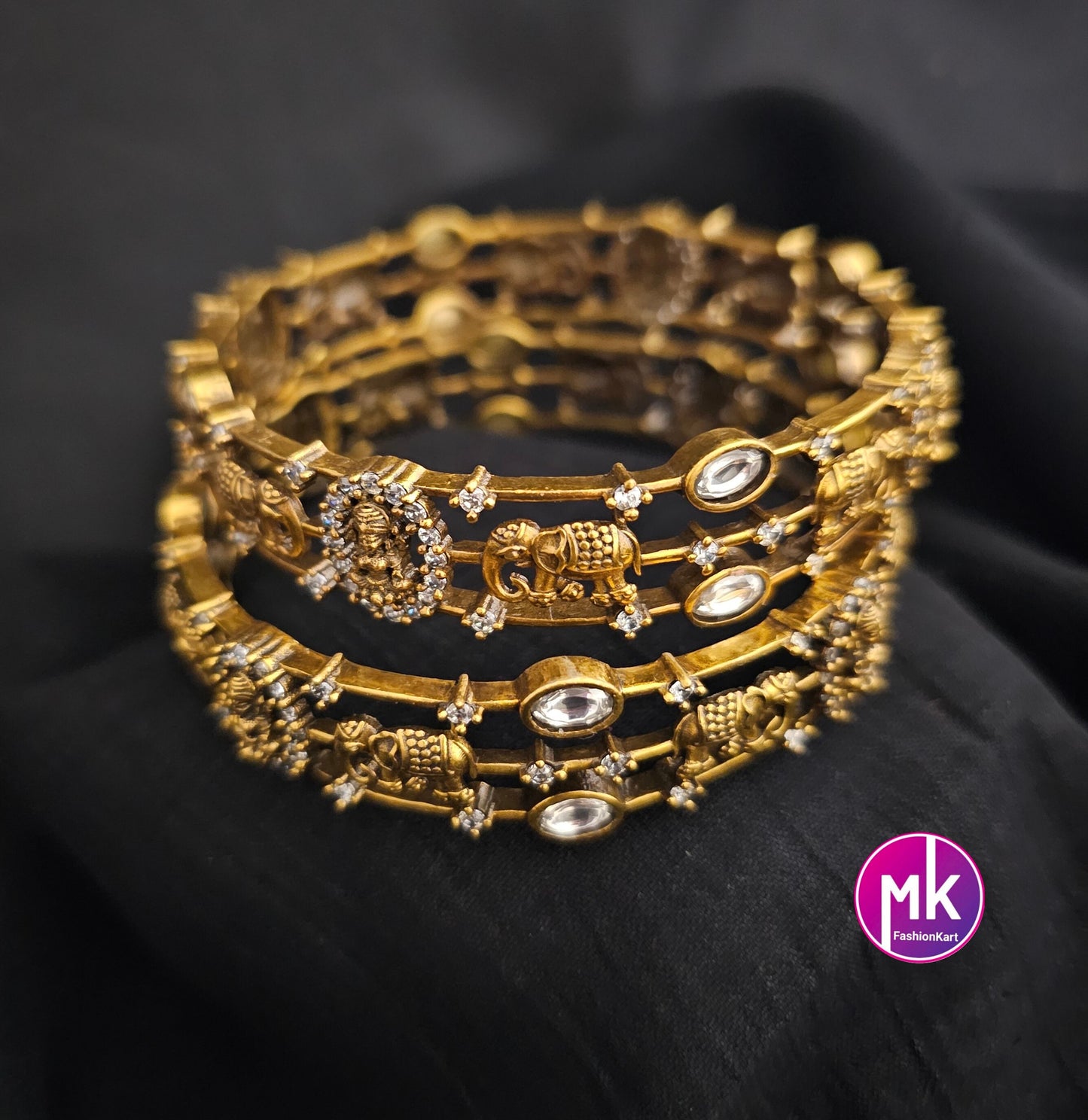 Victorian Bangle / Ethnic Bangles / Celebrity style / Gaja Lakshmi design Bangle - Set of 2 bangles - Size 2.6/2.8 - MK Fashionkart