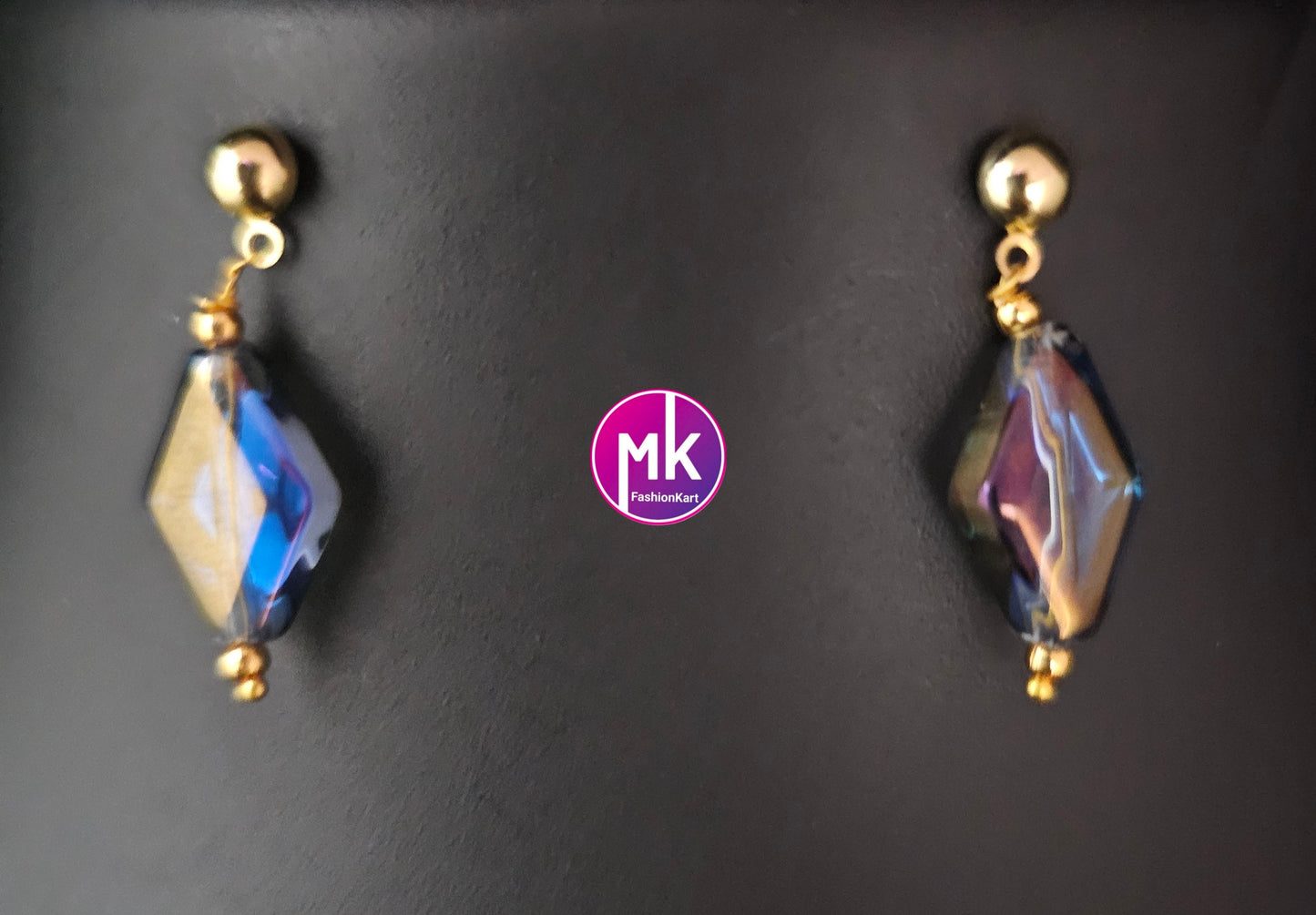 Western Style Multi-color Crystal and pearl long chain with cute Earrings - Adult cum Teen chain - Fashion Jewelry - MK Fashionkart