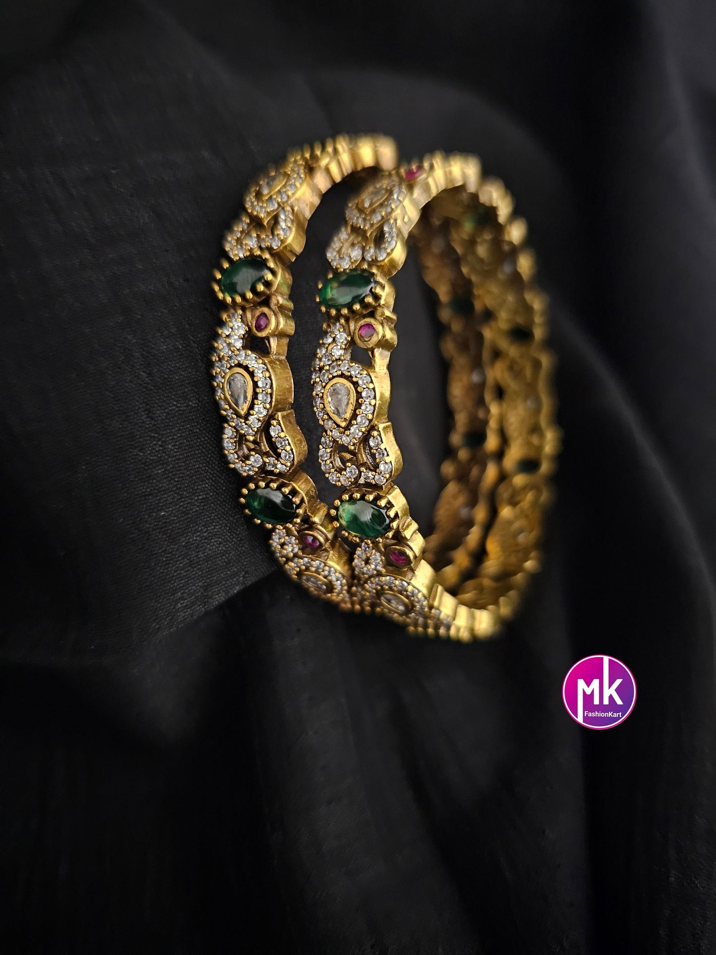 Victorian Bangle / Ethnic Bangles / Celebrity style / Peacock design Bangle - Set of 2 bangles - Size 2.6/2.8 - MK Fashionkart