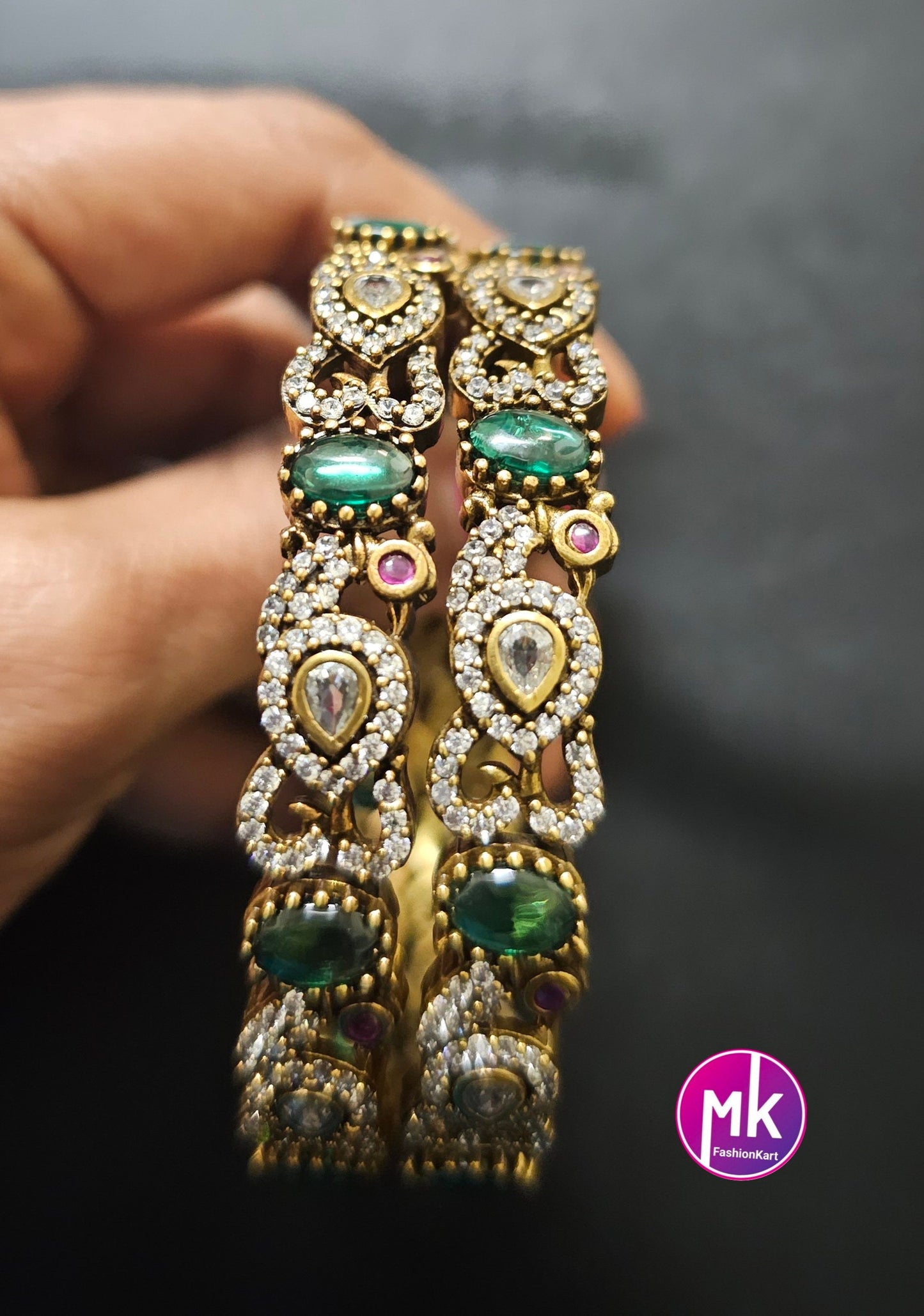 Victorian Bangle / Ethnic Bangles / Celebrity style / Peacock design Bangle - Set of 2 bangles - Size 2.6/2.8 - MK Fashionkart