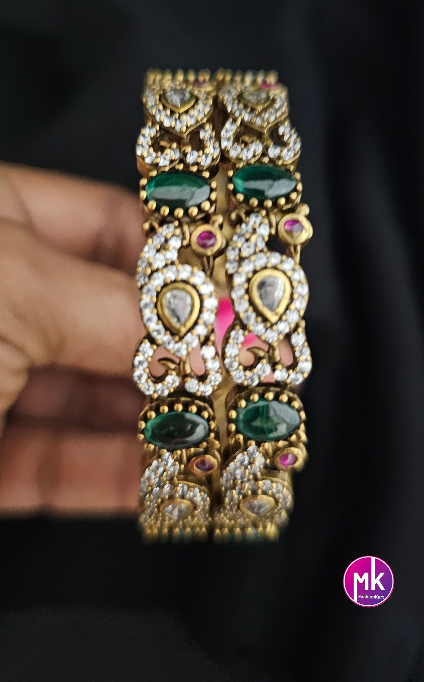Victorian Bangle / Ethnic Bangles / Celebrity style / Peacock design Bangle - Set of 2 bangles - Size 2.6/2.8 - MK Fashionkart